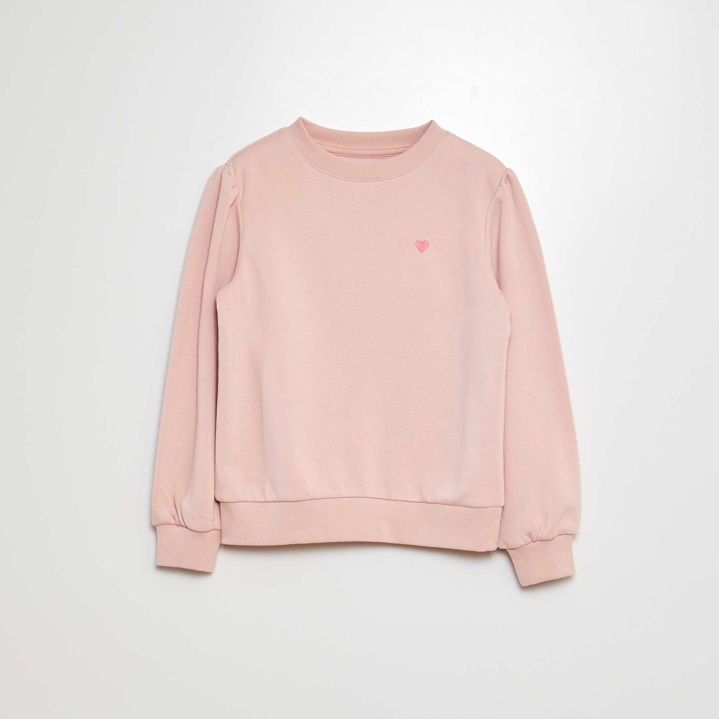 Sweat en molleton avec broderie et fronces aux épaules ROSE