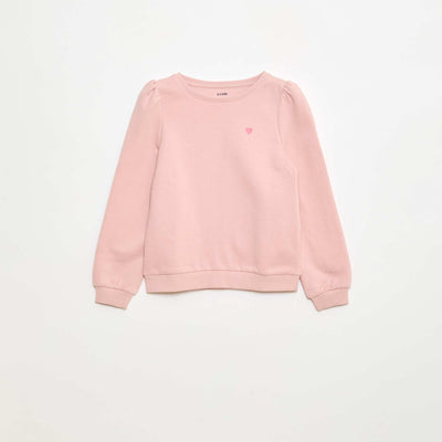 Sweat en molleton avec broderie et fronces aux épaules ROSE