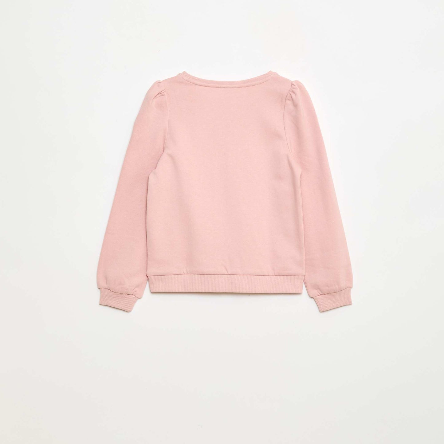 Sweat en molleton avec broderie et fronces aux épaules ROSE