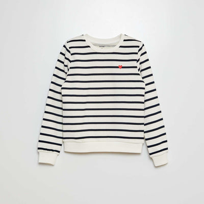Sweat en molleton à motif BLANC/MARINE