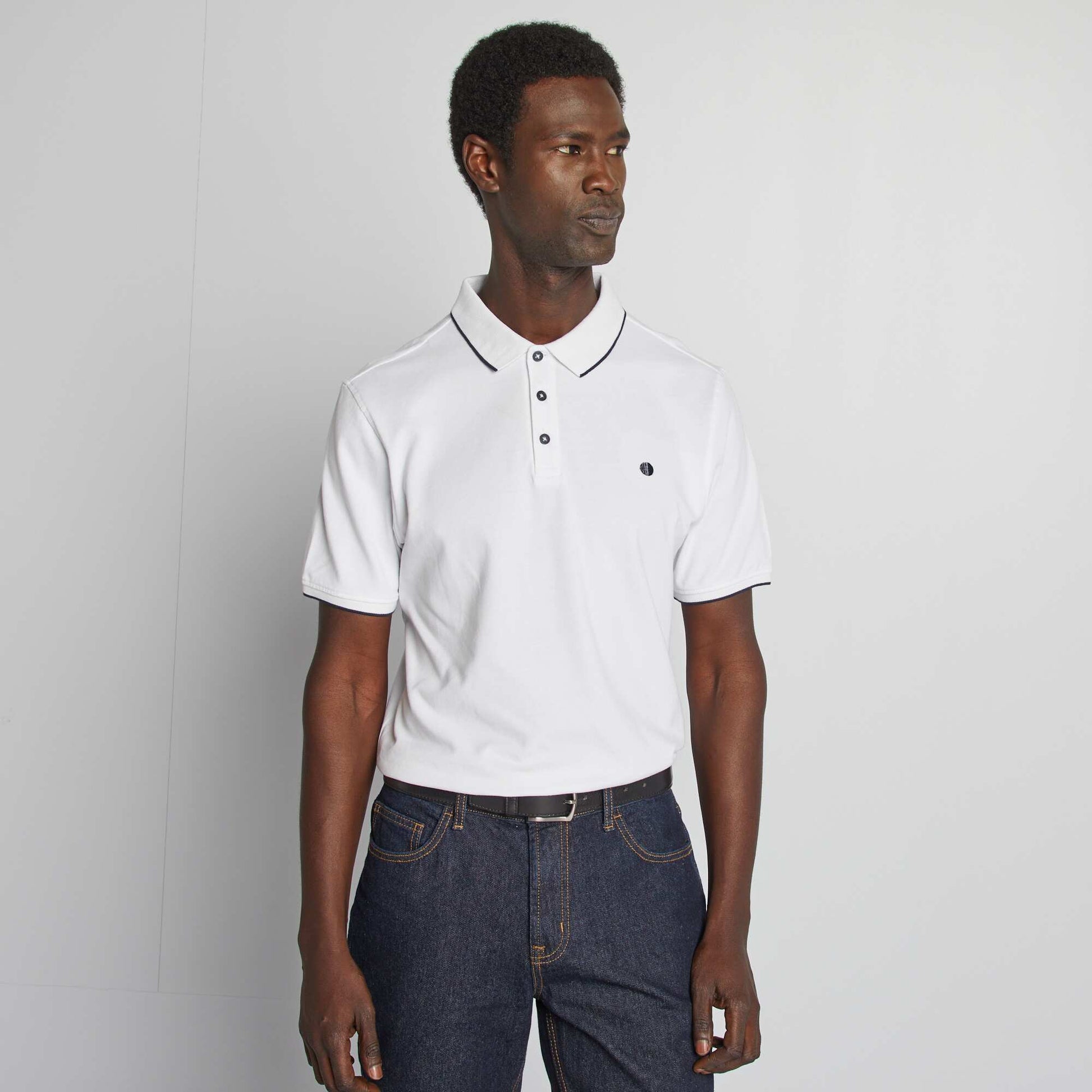 Polo en piqué  de coton BLANC