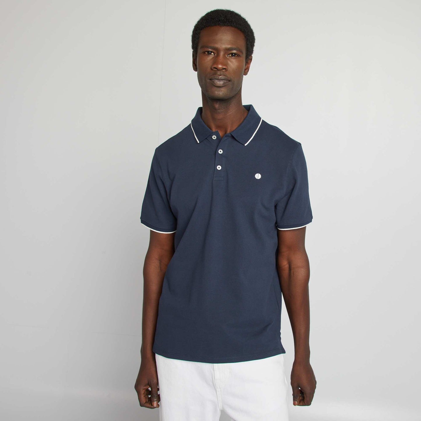 Polo en piqué  de coton BLEU MARINE