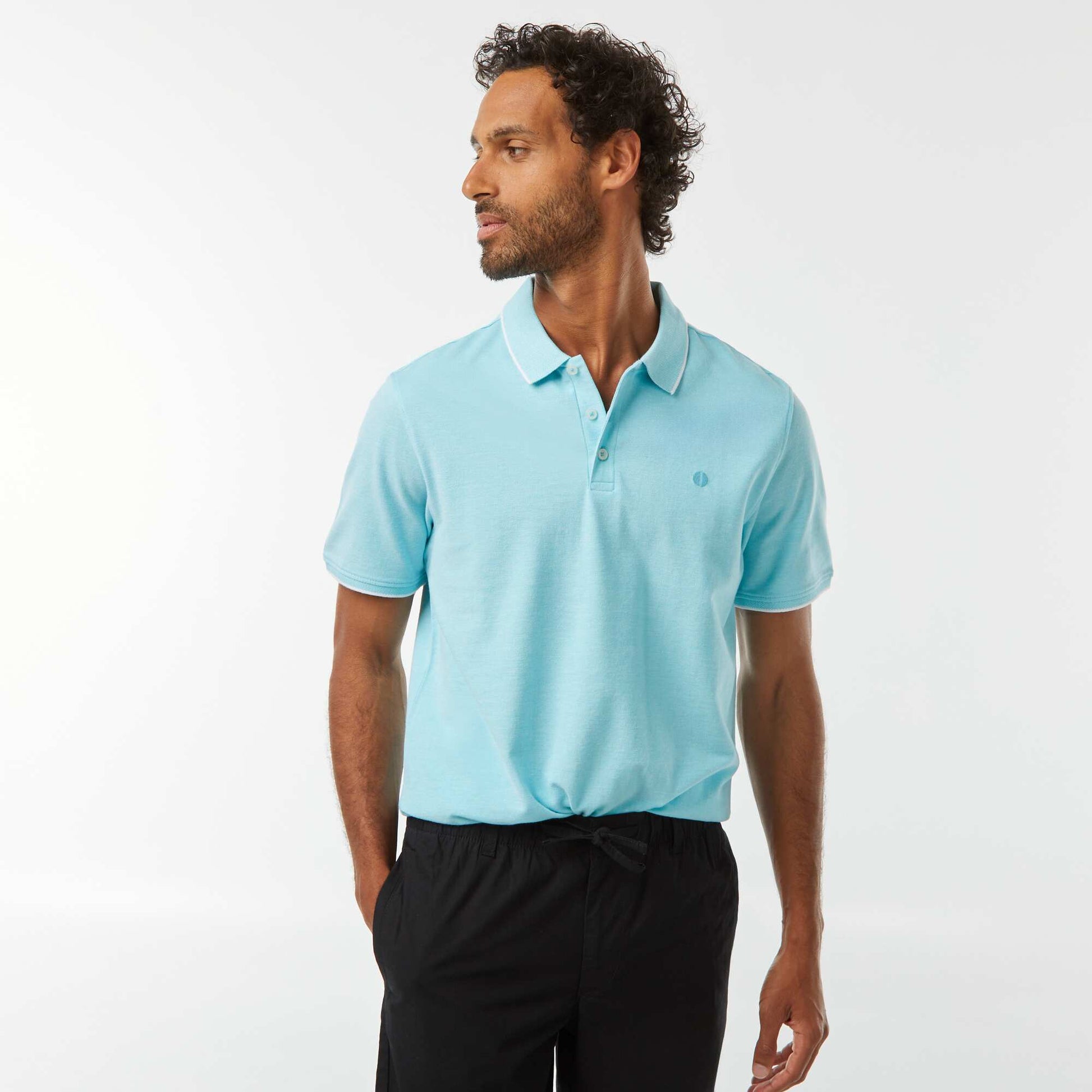 Polo en piqué  de coton BLEU