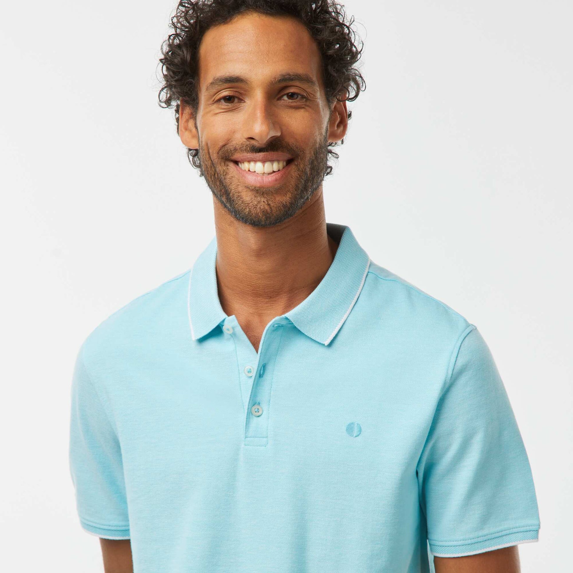 Polo en piqué  de coton BLEU