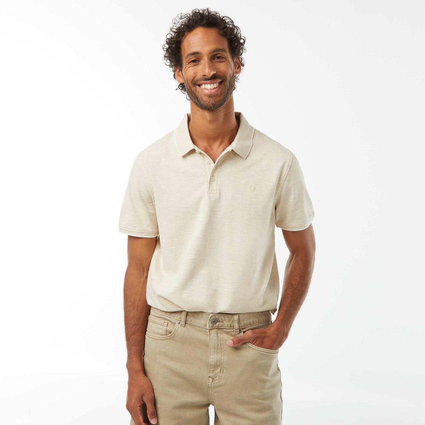 Polo en piqué  de coton BEIGE