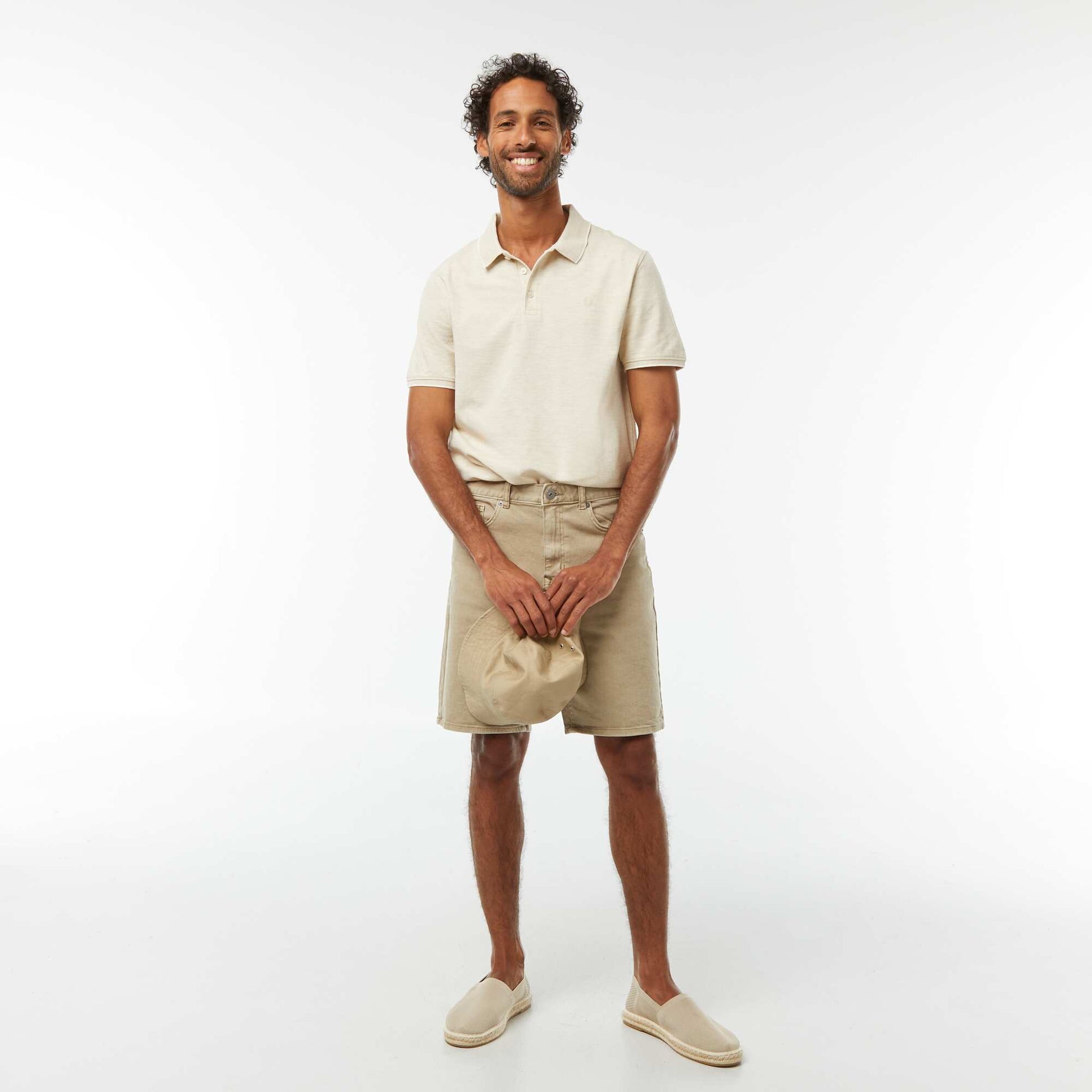 Polo en piqué  de coton BEIGE