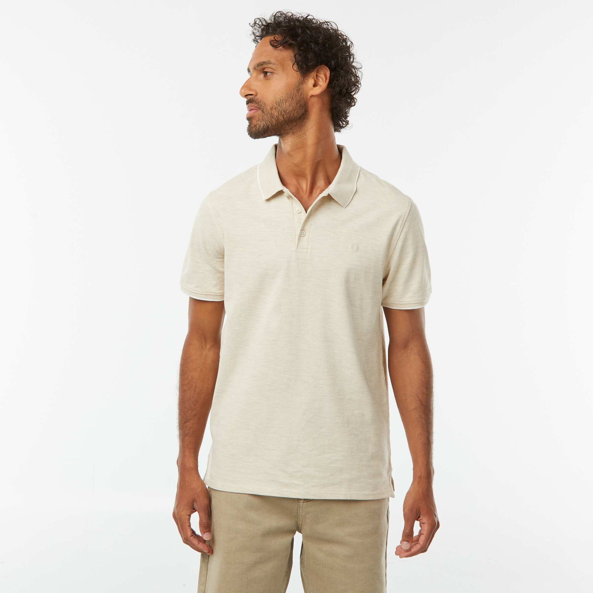 Polo en piqué  de coton BEIGE