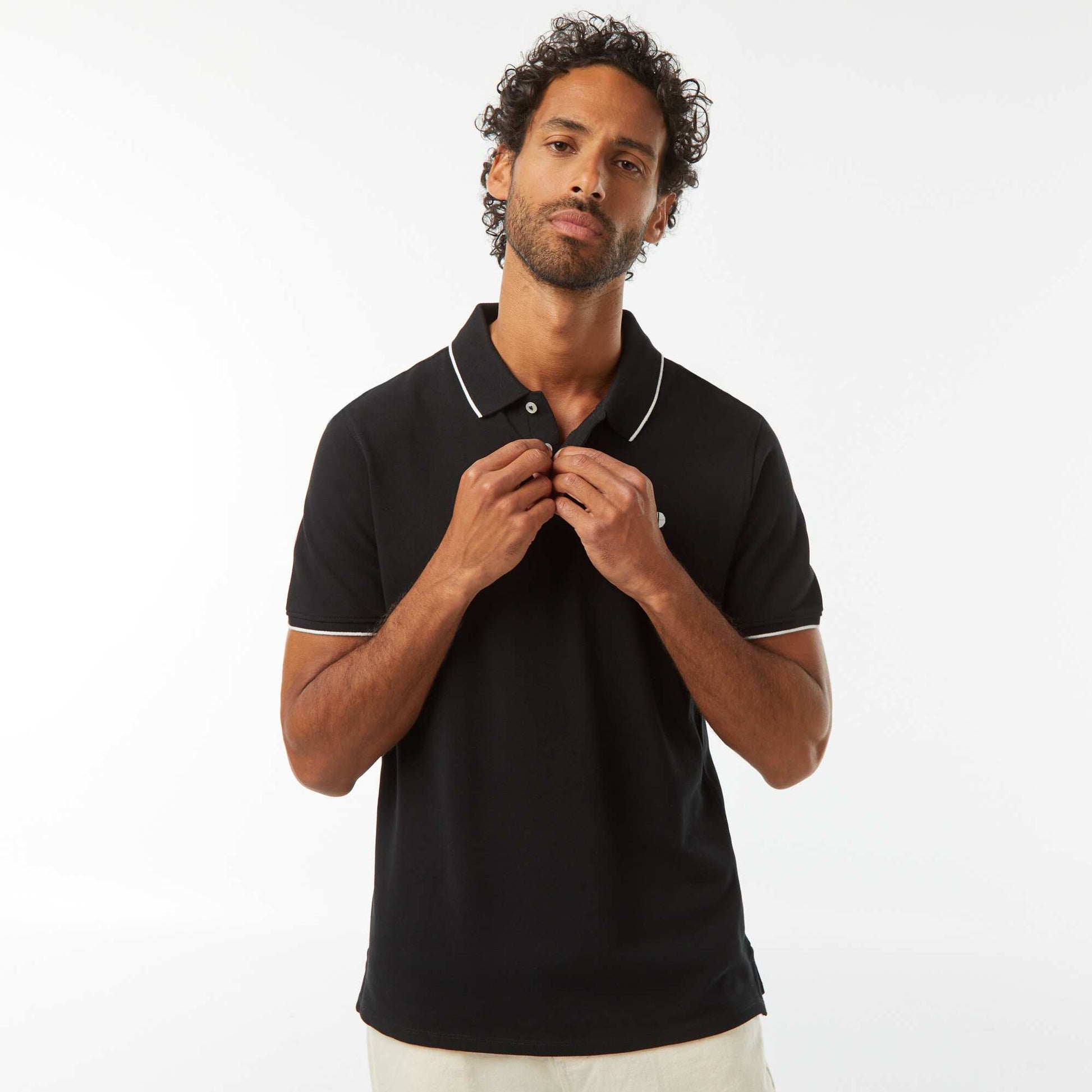 Polo en piqué  de coton NOIR