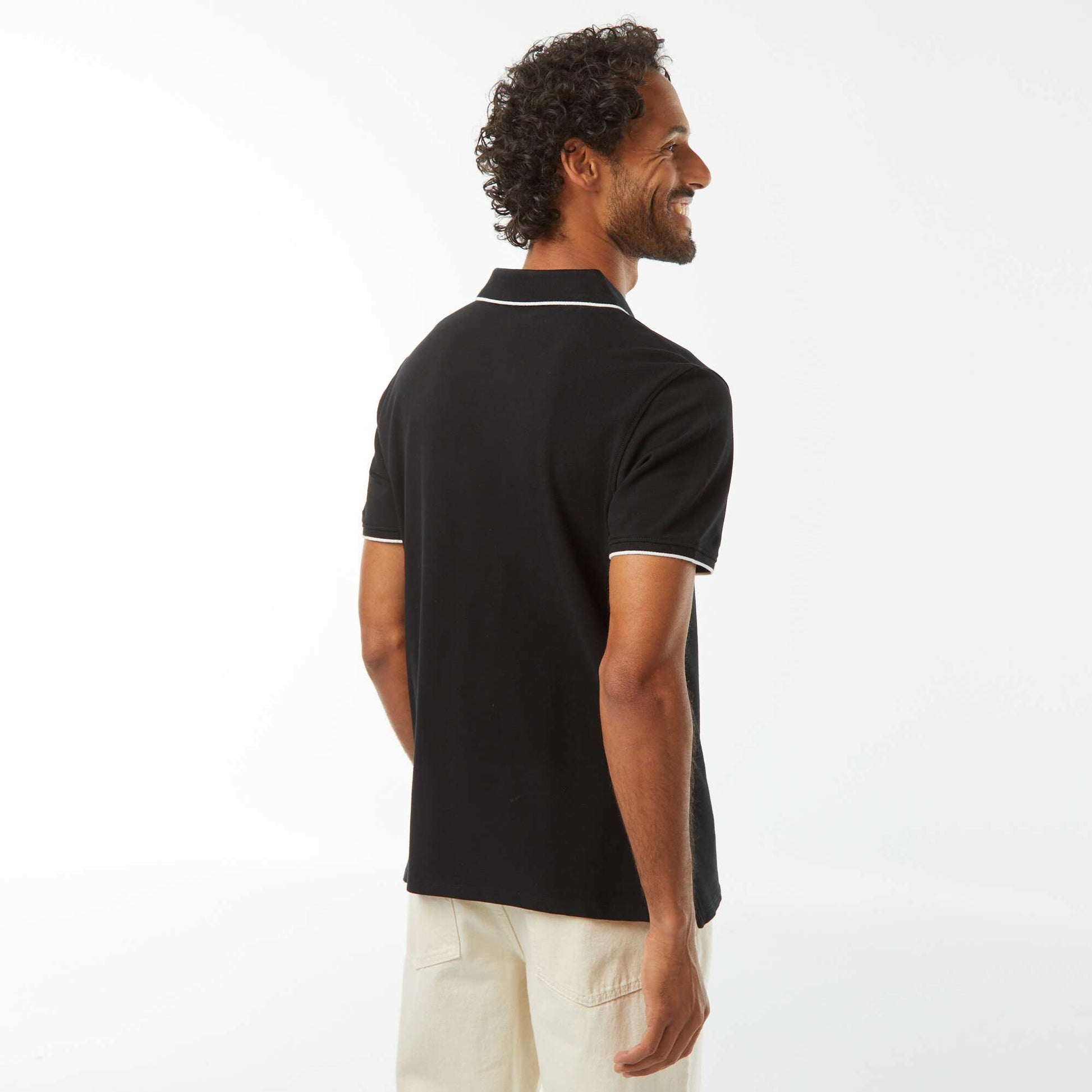 Polo en piqué  de coton NOIR