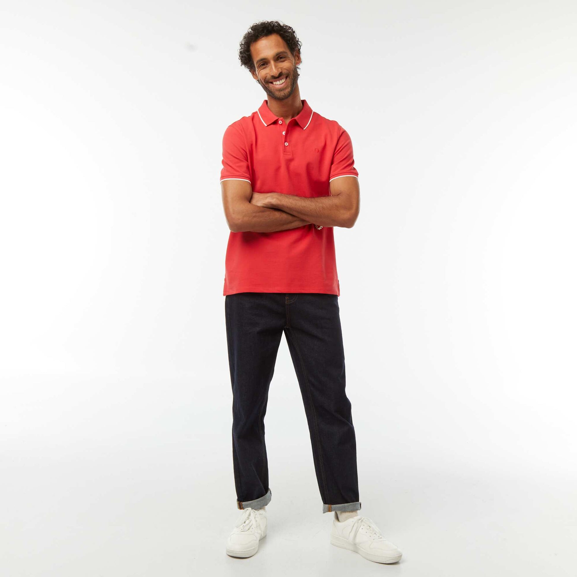 Polo en piqué  de coton ROUGE