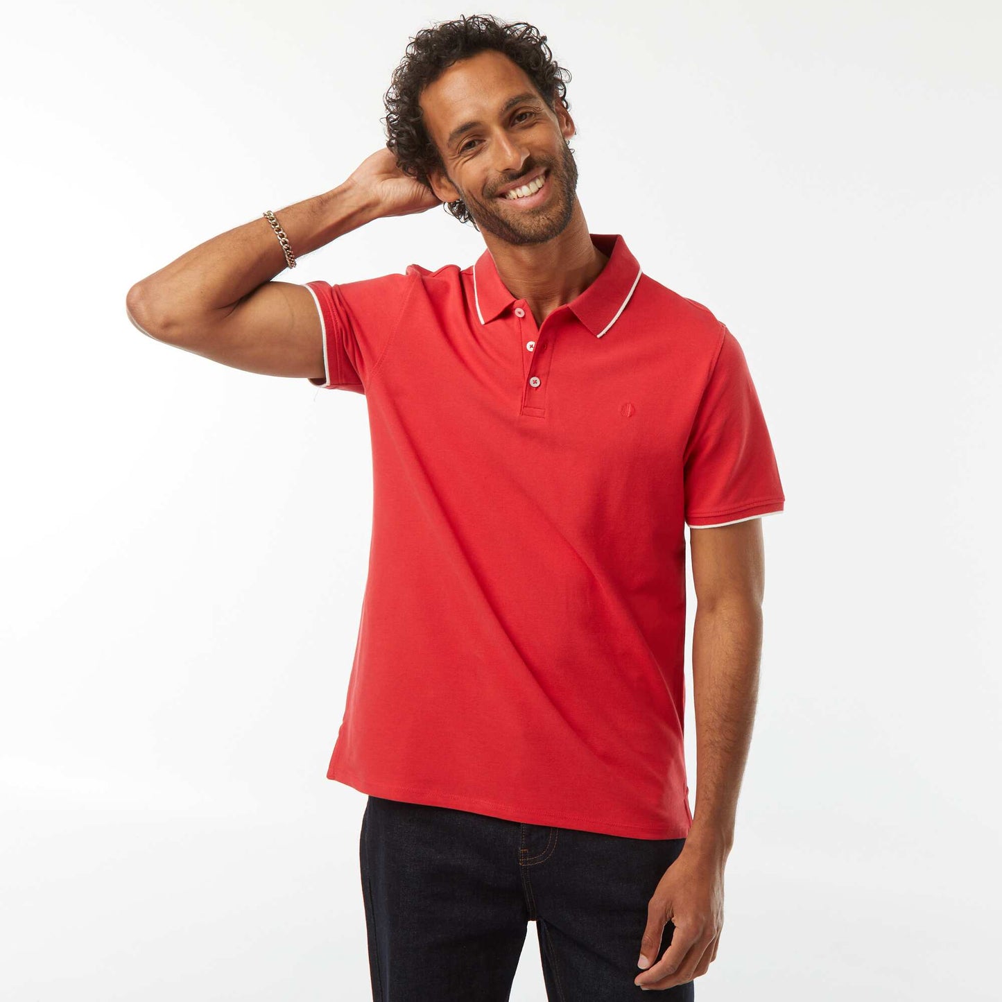 Polo en piqué  de coton ROUGE