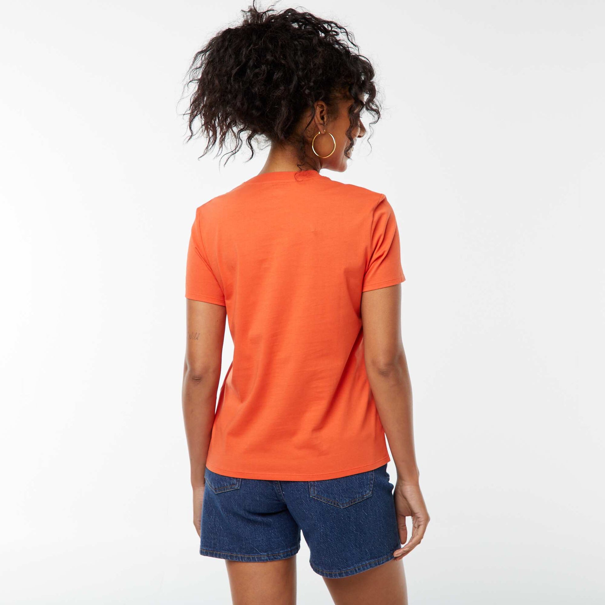 T-shirt en jersey manches courtes ORANGE