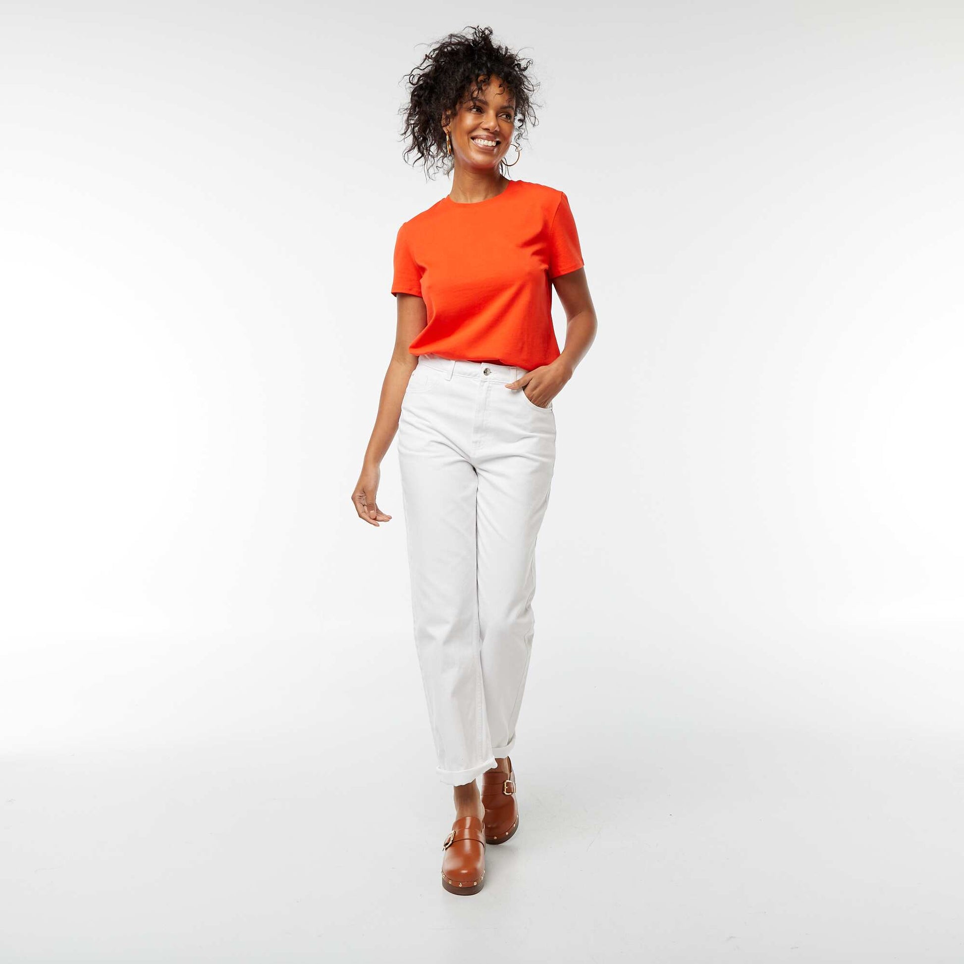 T-shirt en jersey manches courtes ROUGE