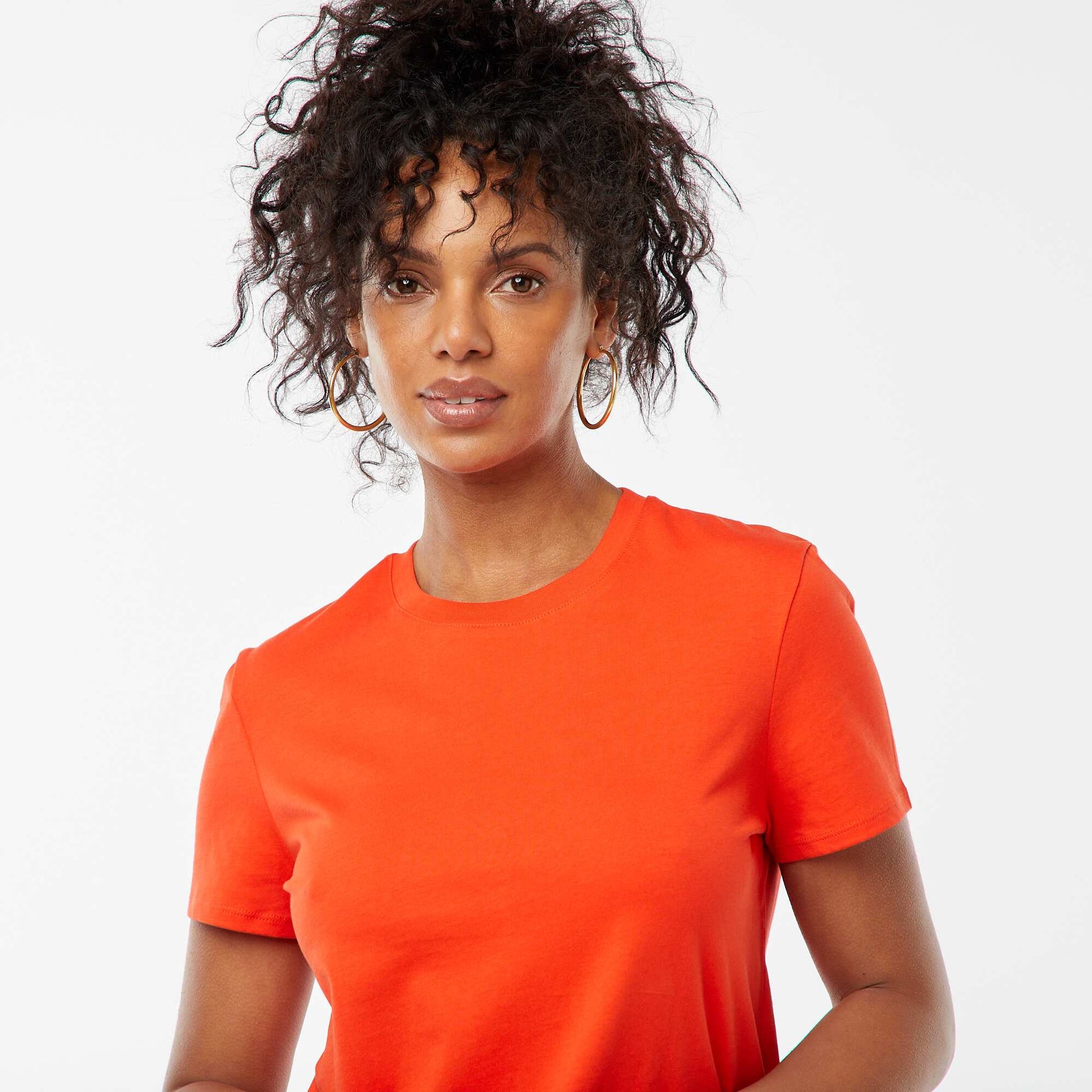 T-shirt en jersey manches courtes ROUGE