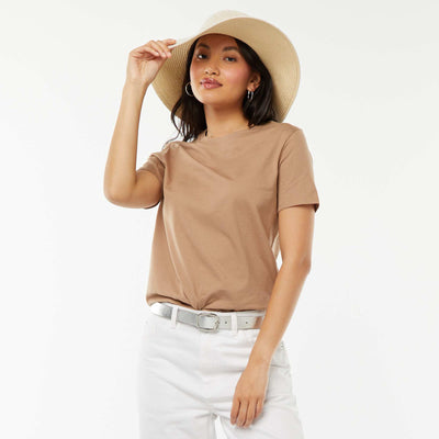 T-shirt en jersey manches courtes BEIGE