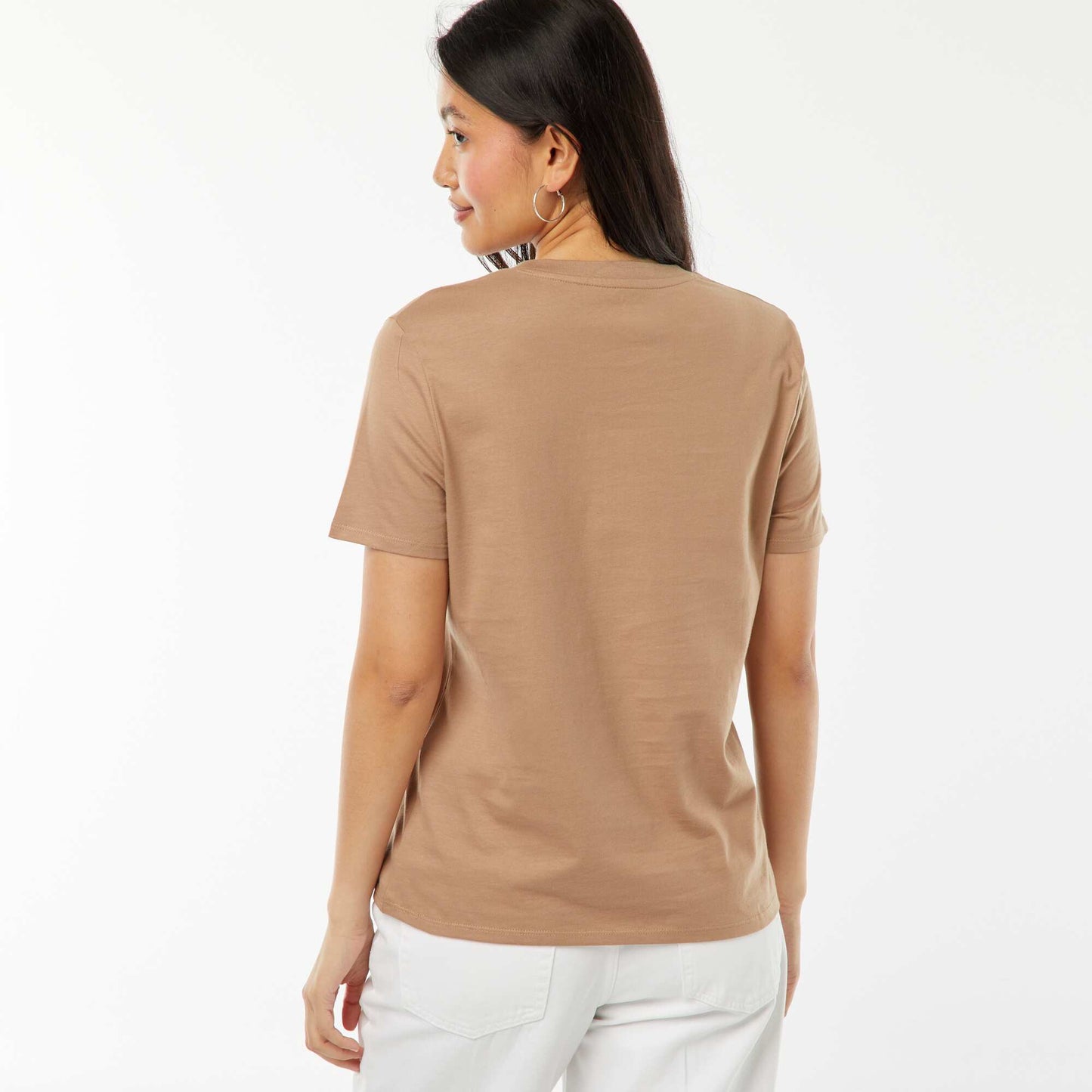 T-shirt en jersey manches courtes BEIGE