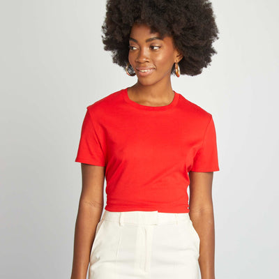 T-shirt en jersey manches courtes ROUGE