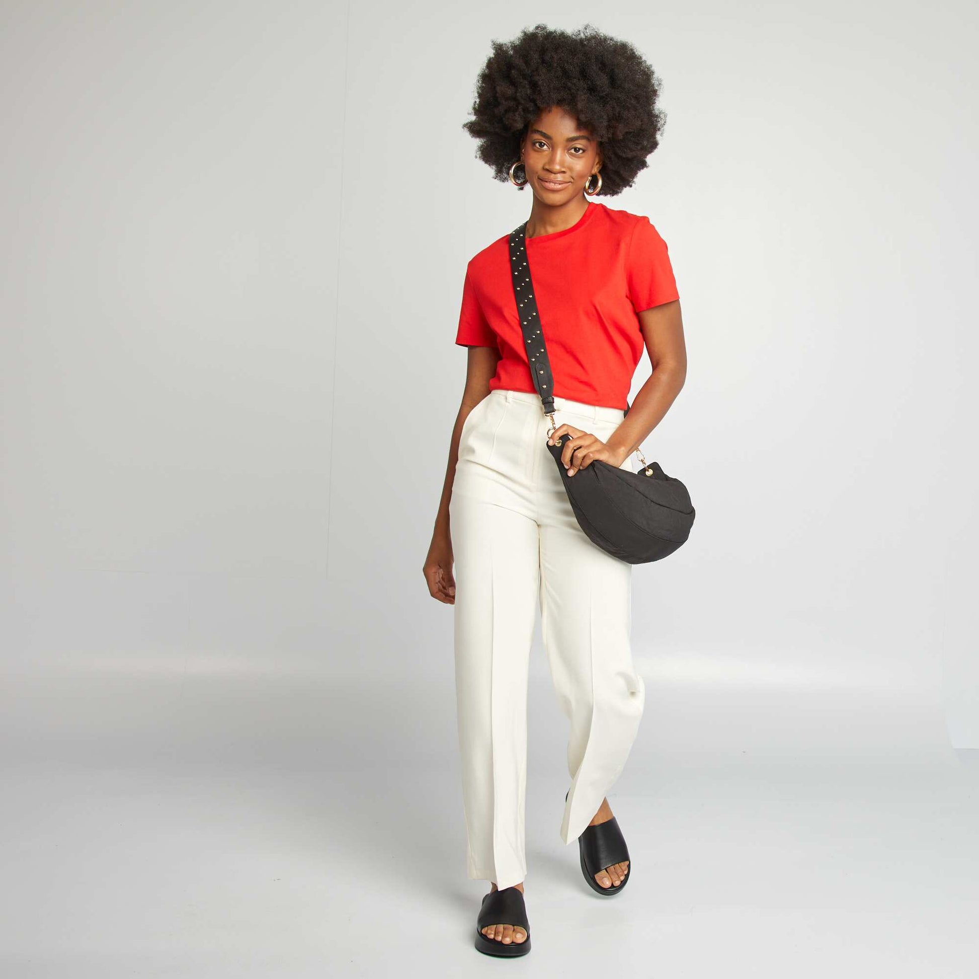 T-shirt en jersey manches courtes ROUGE