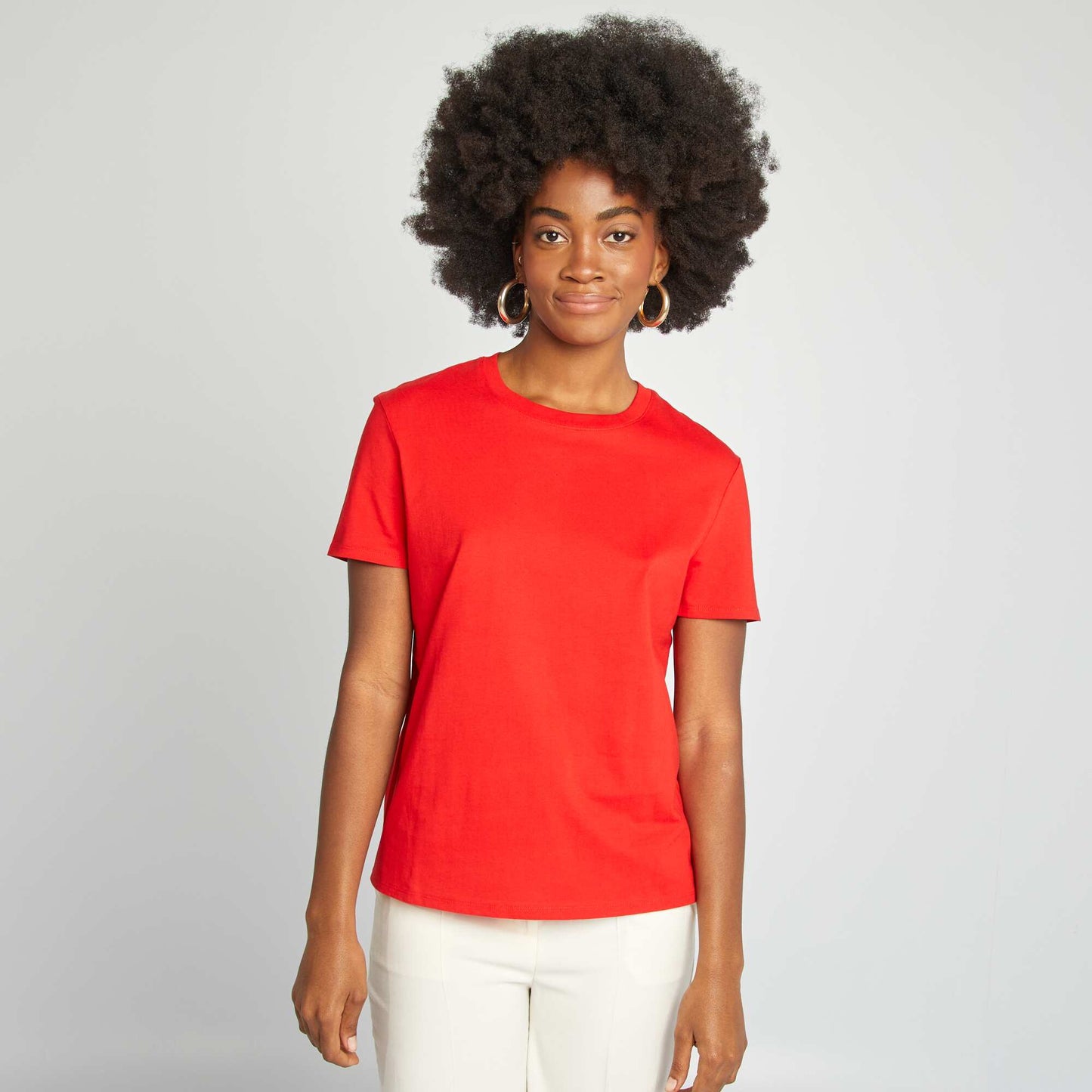 T-shirt en jersey manches courtes ROUGE