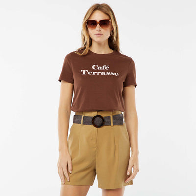 T-shirt imprimé MARRON