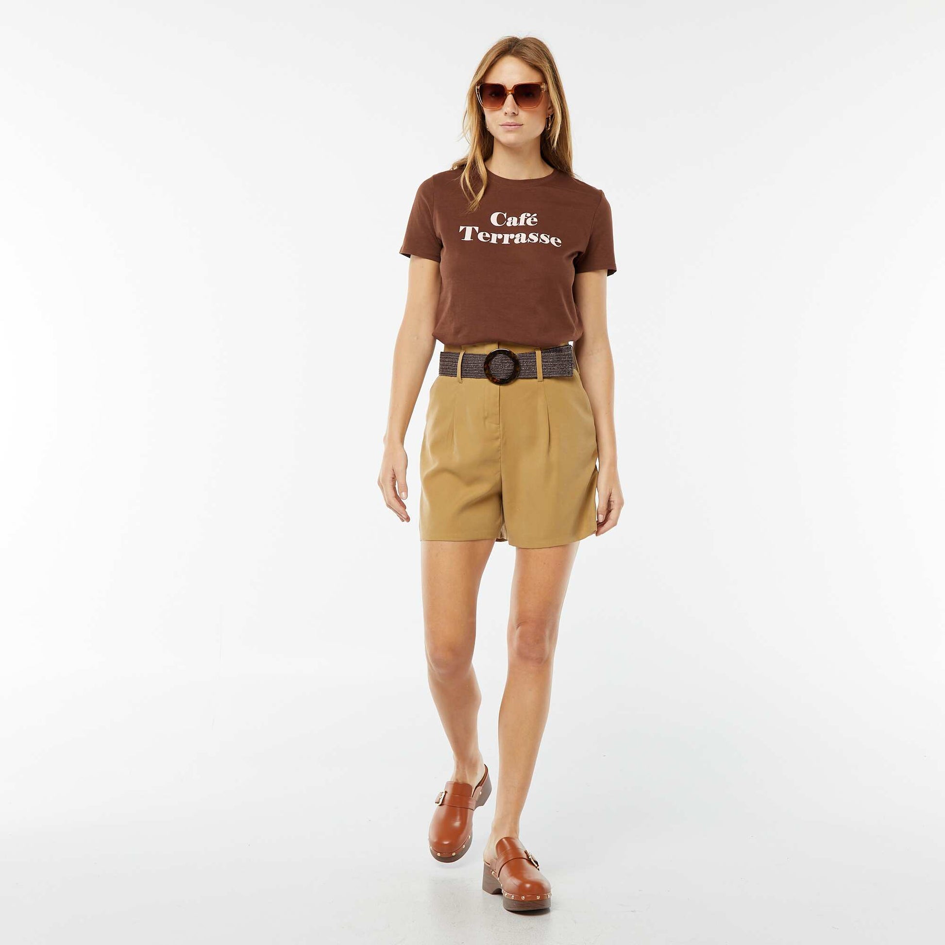 T-shirt imprimé MARRON