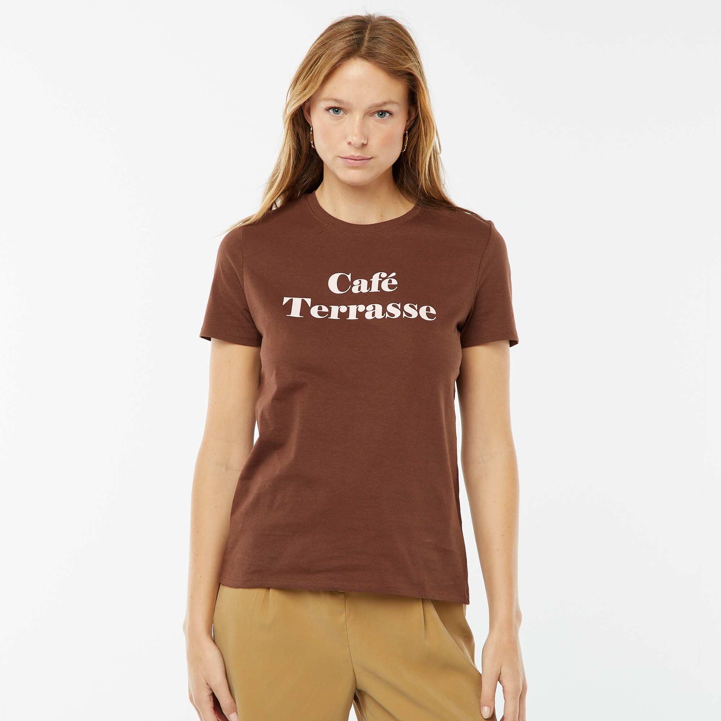 T-shirt imprimé MARRON