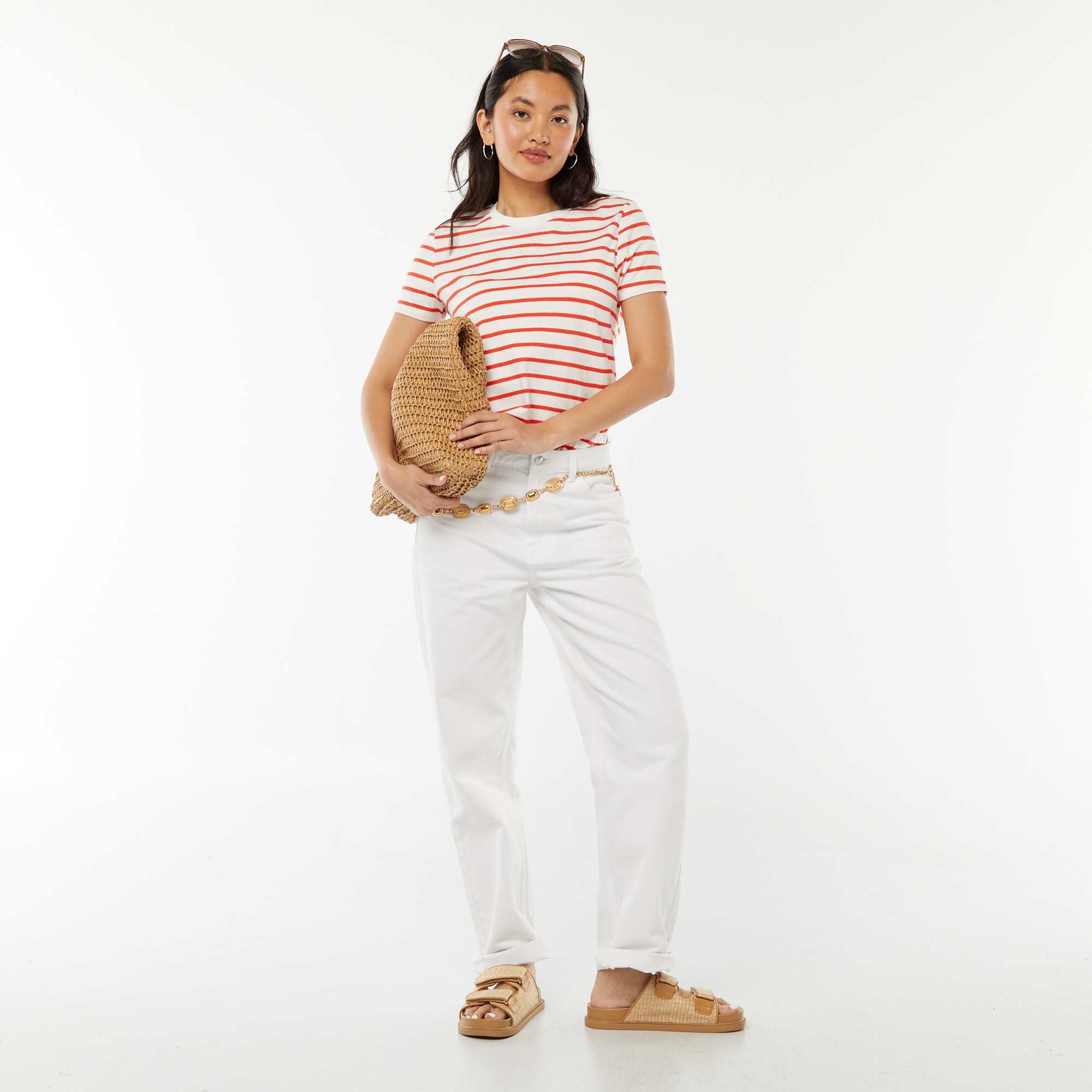 T-shirt imprimé BLANC/ROUGE