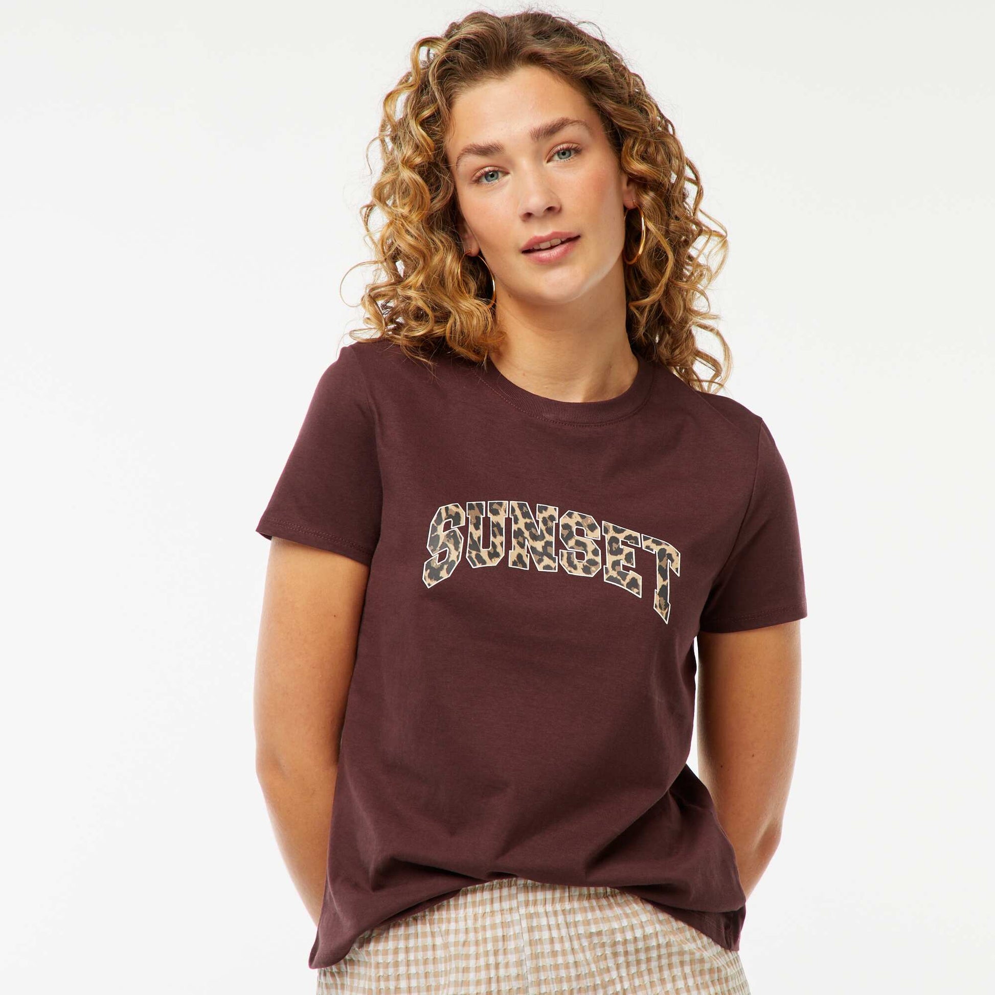 T-shirt imprimé MARRON