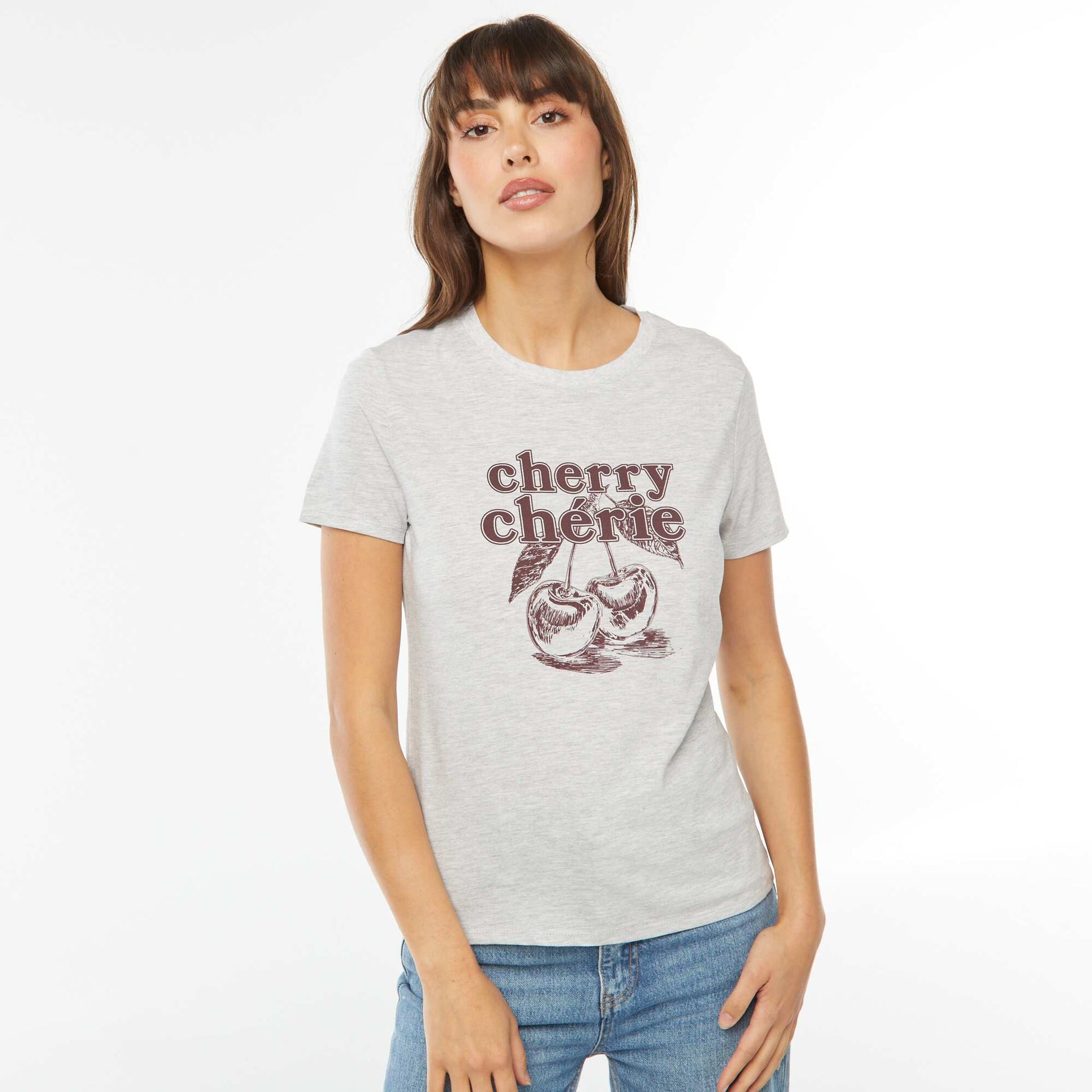 T-shirt imprimé GRIS CHINé