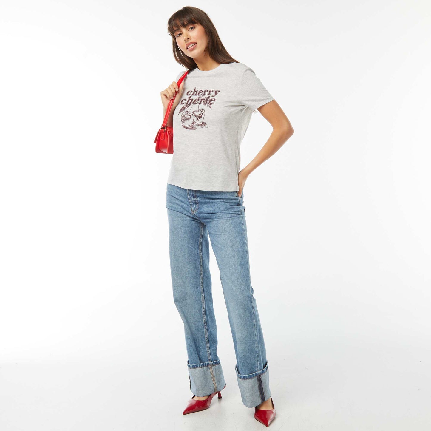 T-shirt imprimé GRIS CHINé