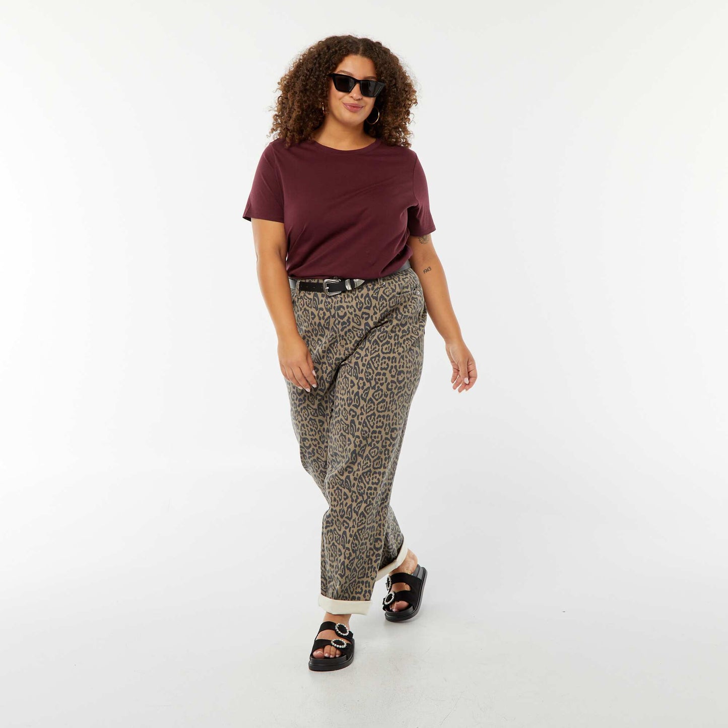 T-shirt en maille jersey manches courtes ROUGE