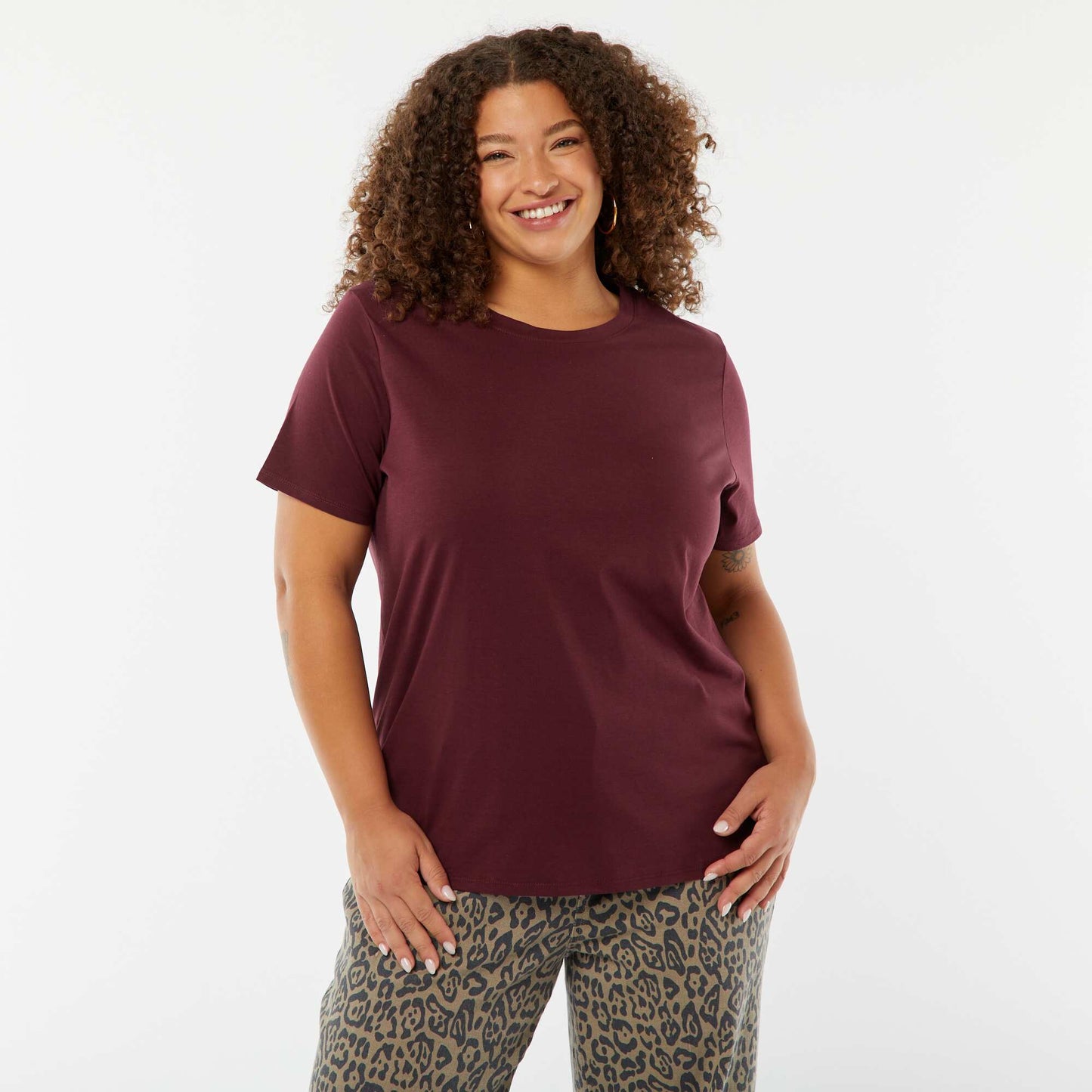 T-shirt en maille jersey manches courtes ROUGE