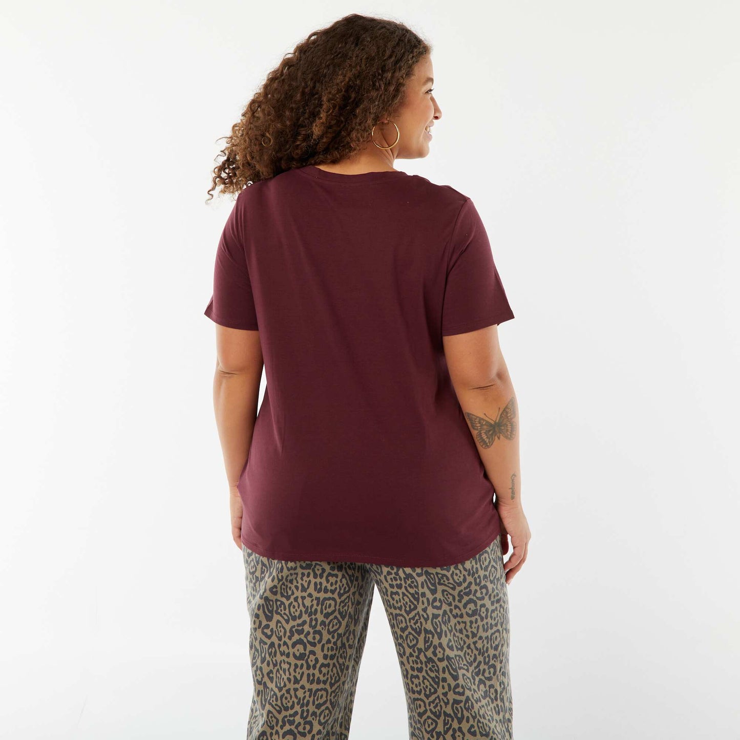 T-shirt en maille jersey manches courtes ROUGE