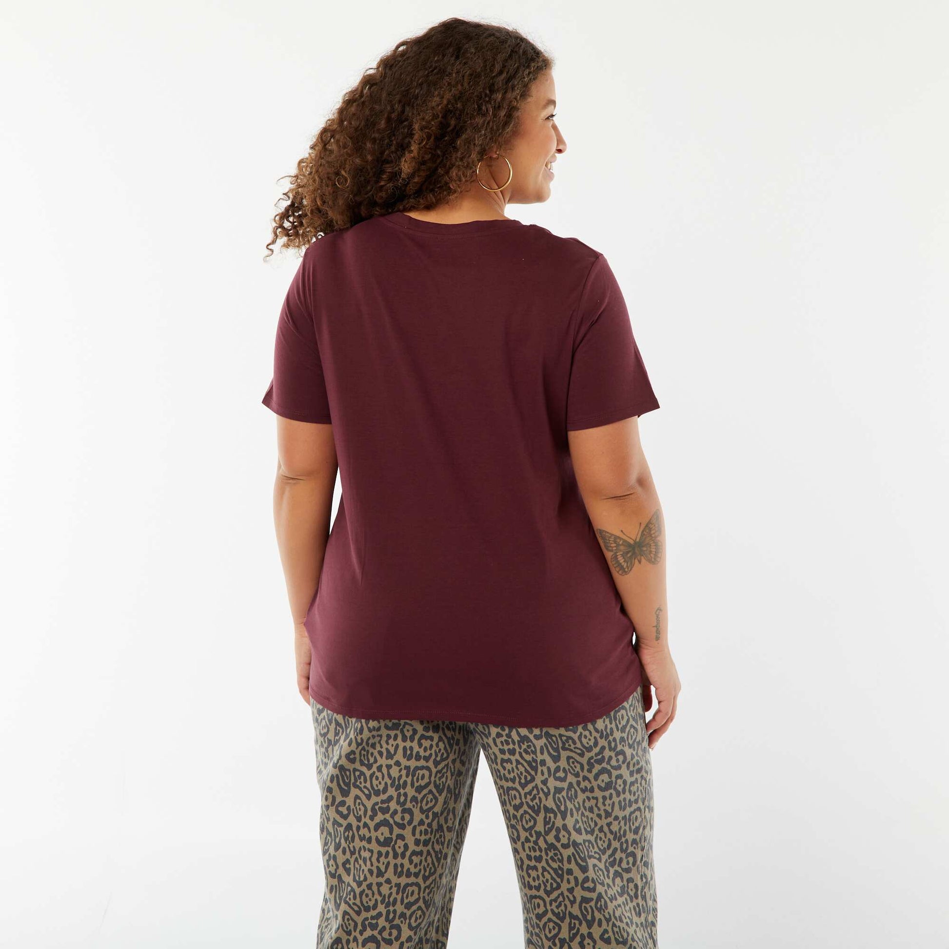 T-shirt en maille jersey manches courtes ROUGE