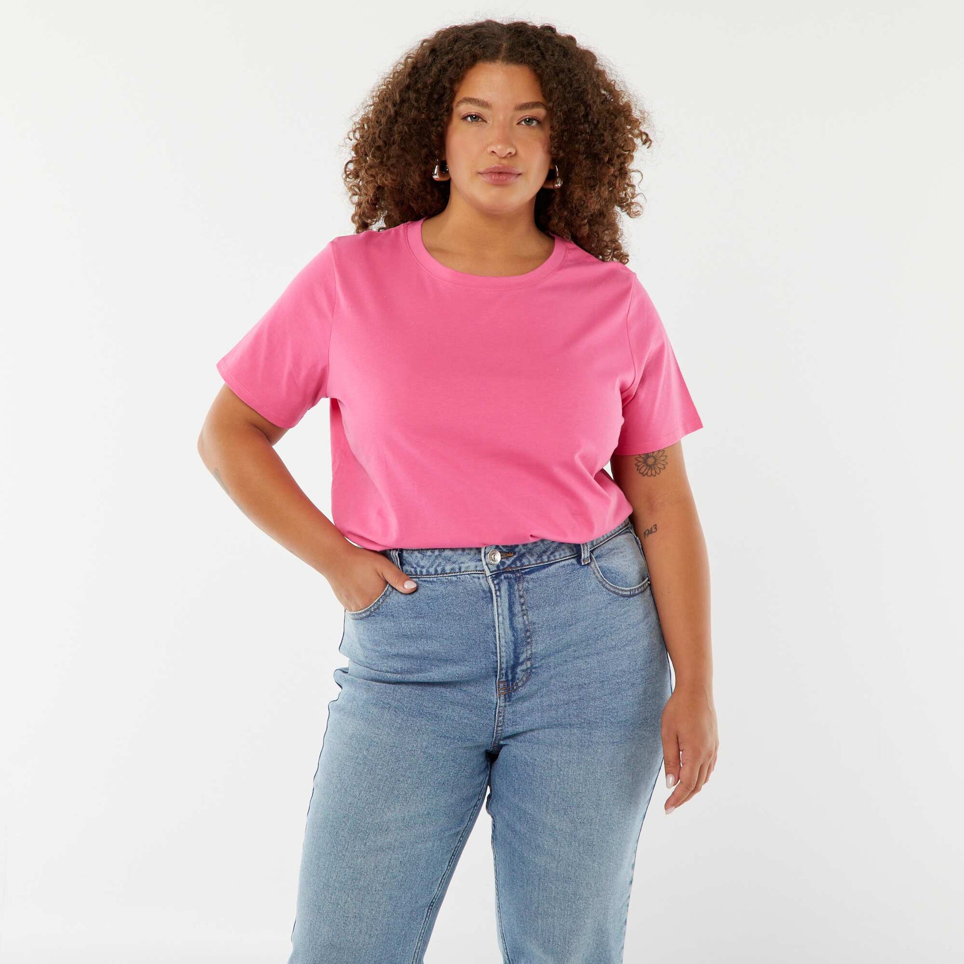 T-shirt en maille jersey manches courtes ROSE