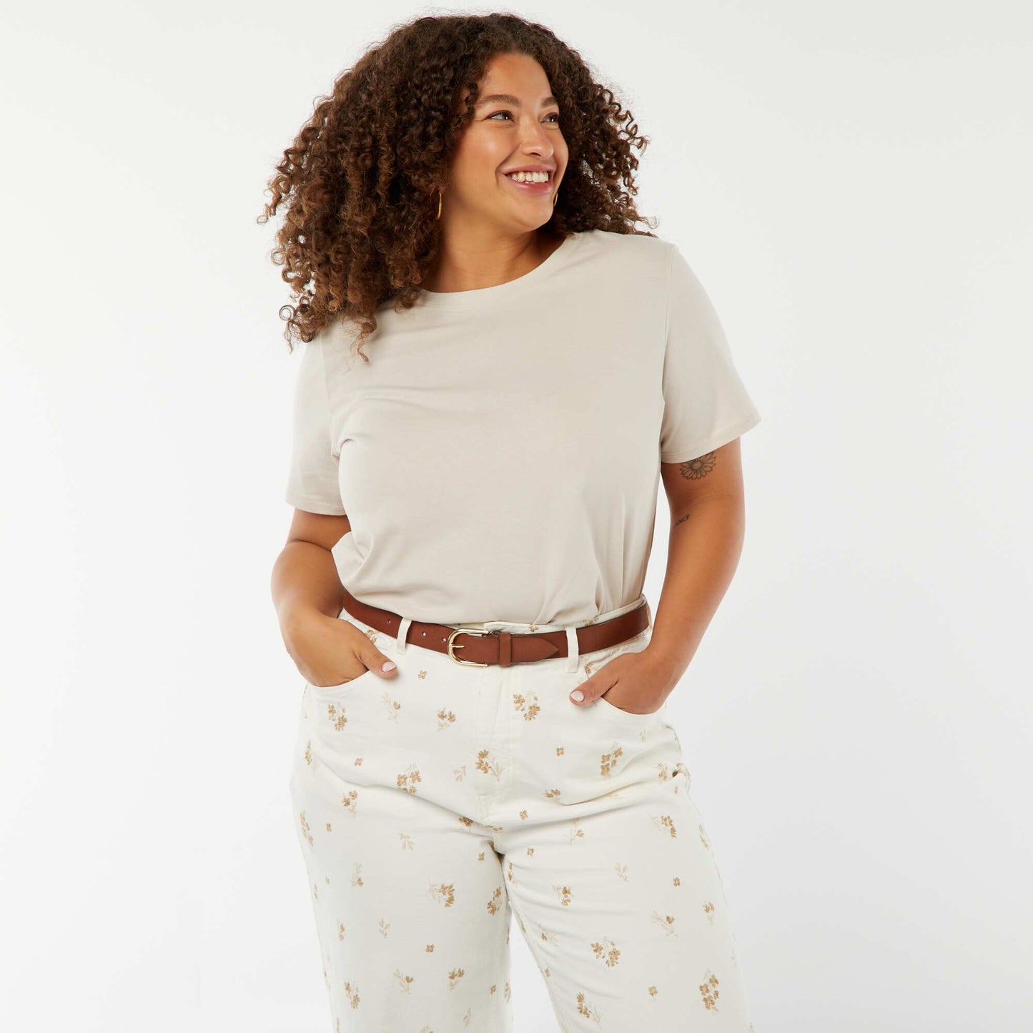 T-shirt en maille jersey manches courtes GRIS