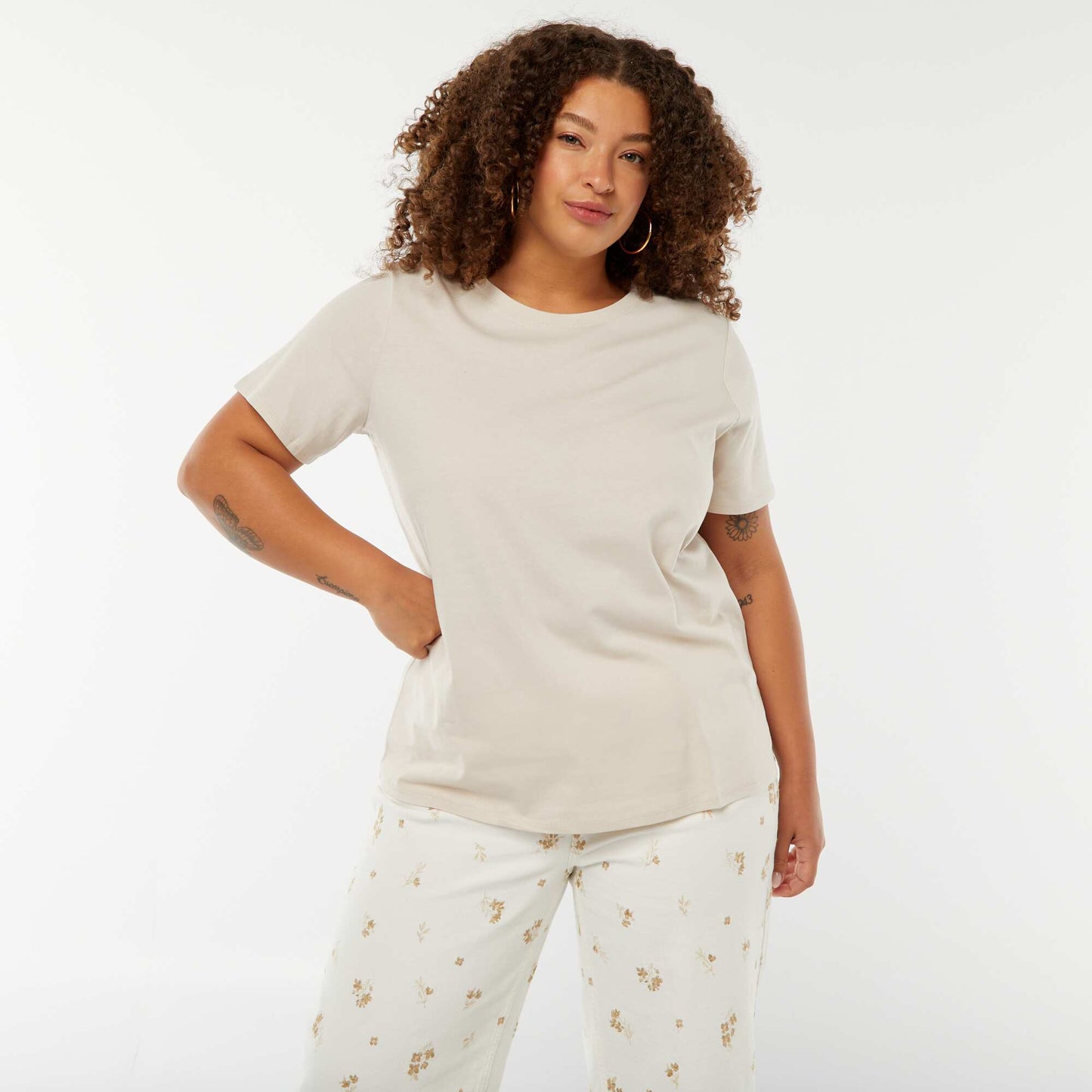T-shirt en maille jersey manches courtes GRIS