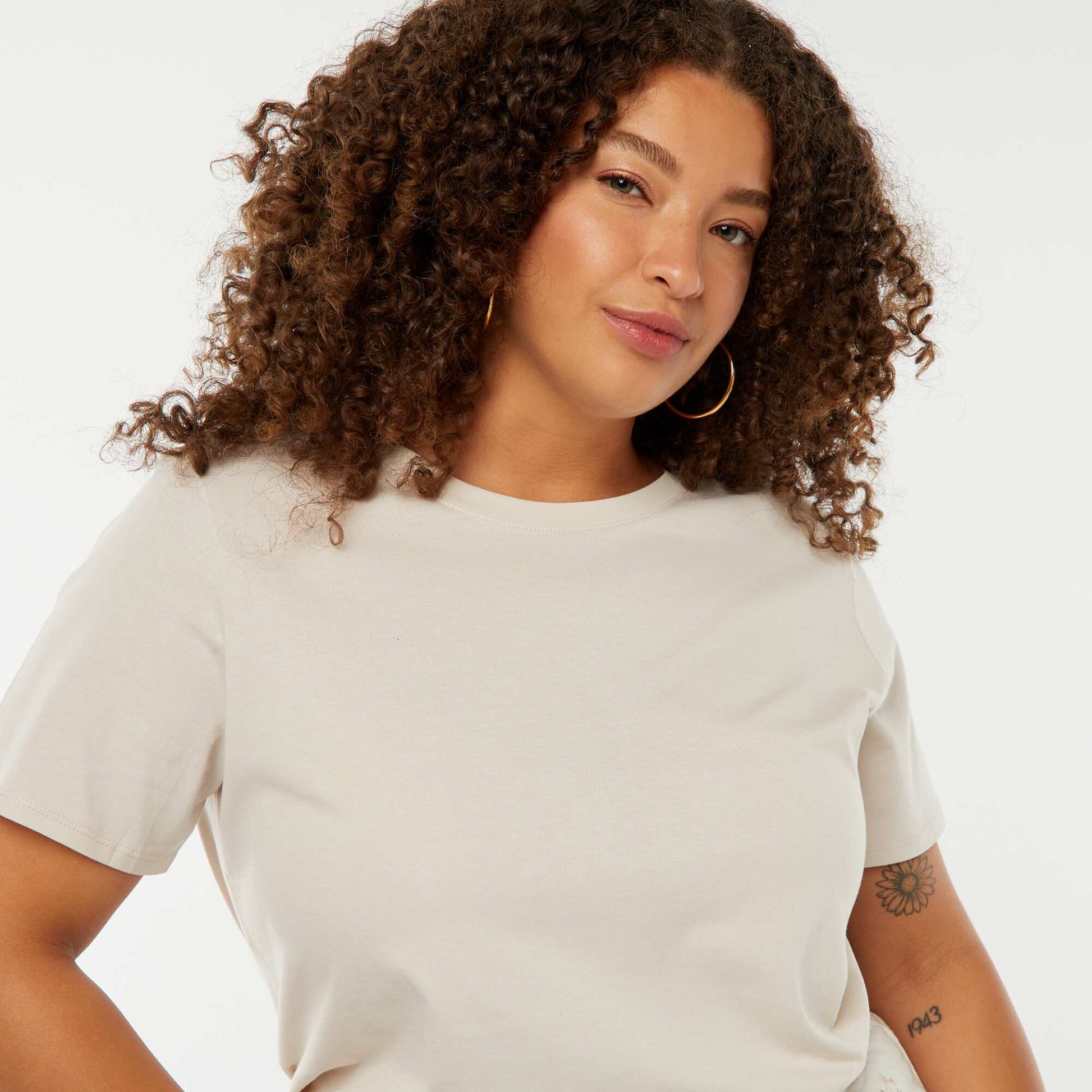 T-shirt en maille jersey manches courtes GRIS