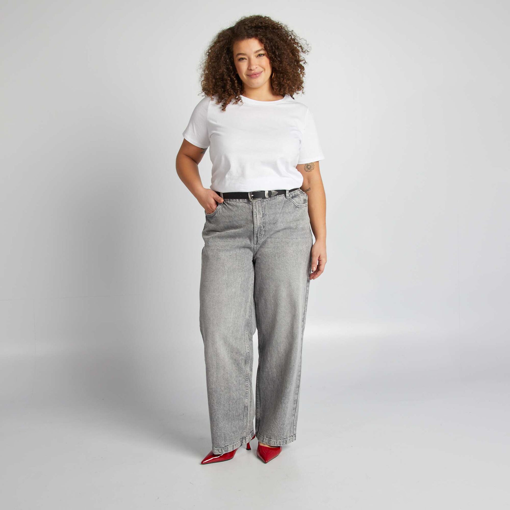 T-shirt en maille jersey manches courtes BLANC