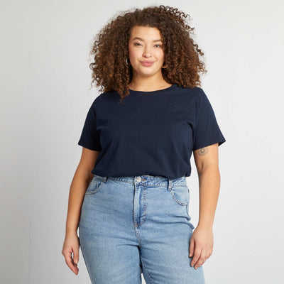 T-shirt en maille jersey manches courtes MARINE