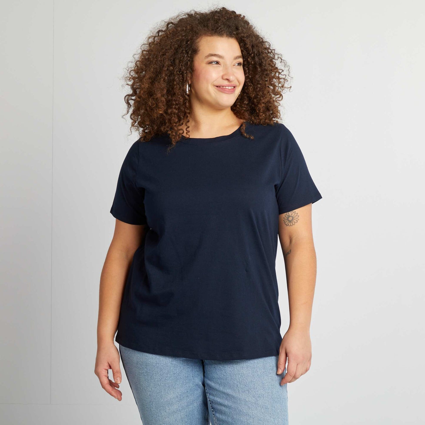 T-shirt en maille jersey manches courtes MARINE