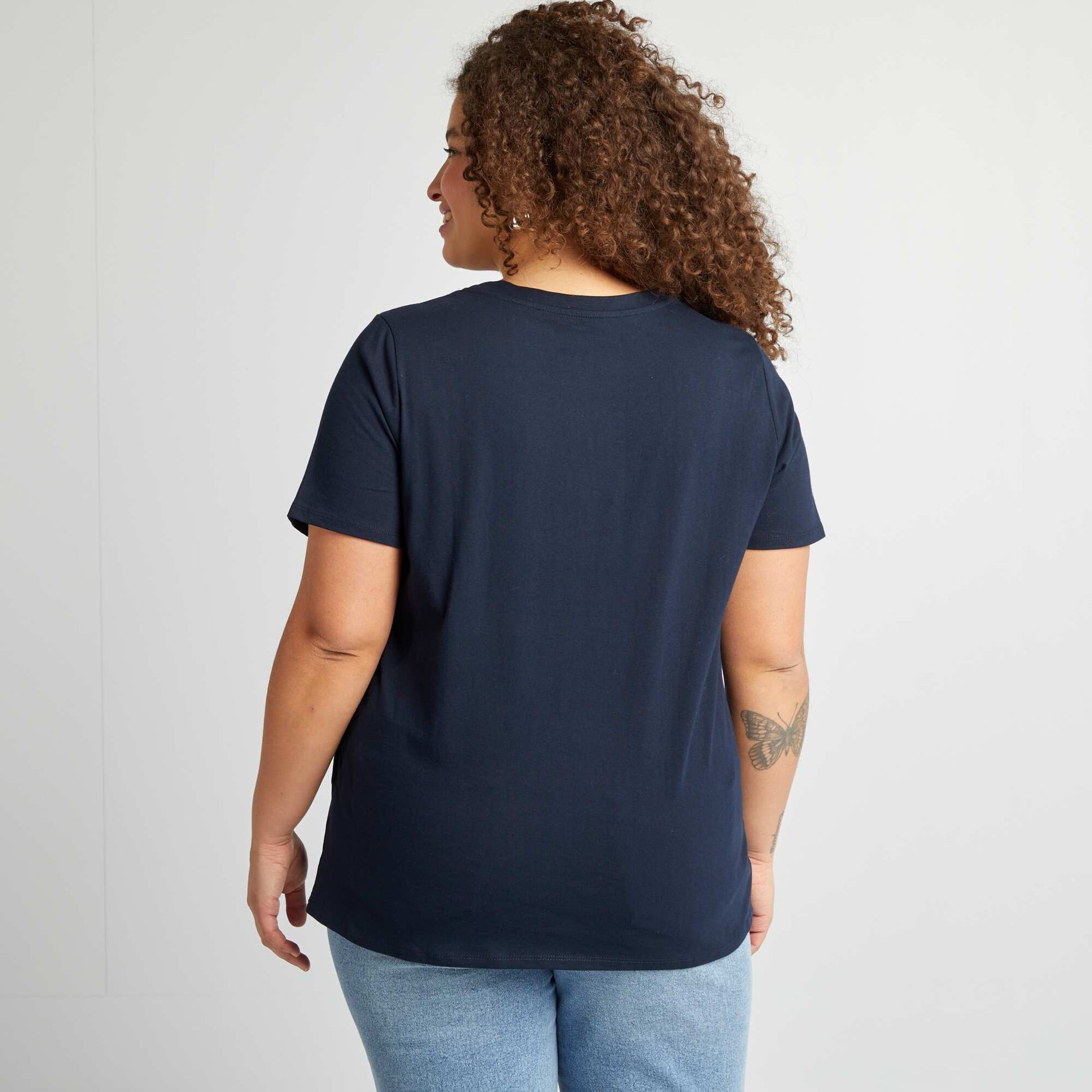 T-shirt en maille jersey manches courtes MARINE