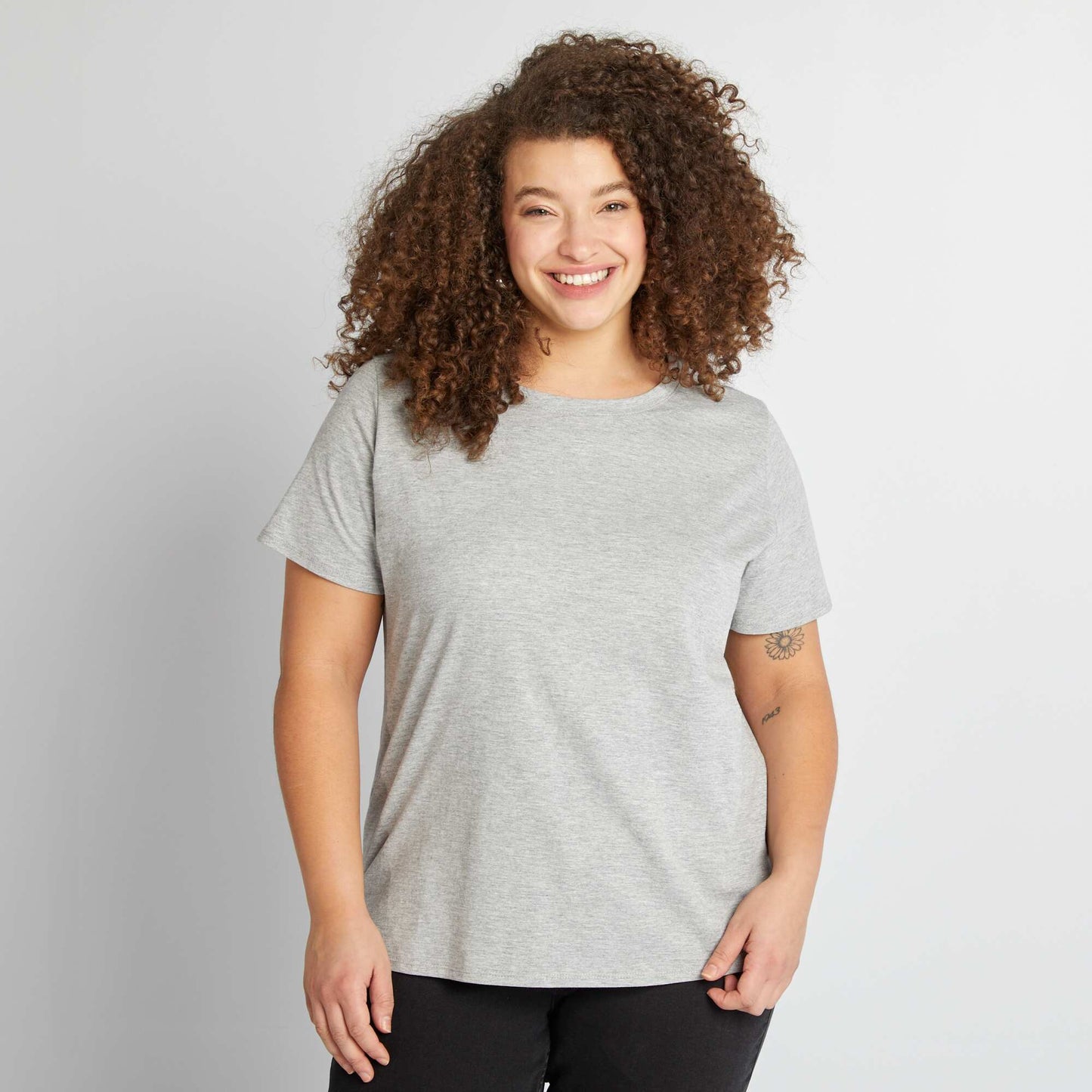 T-shirt en maille jersey manches courtes GRIS