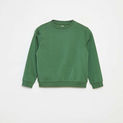Sweat en molleton gratté uni VERT