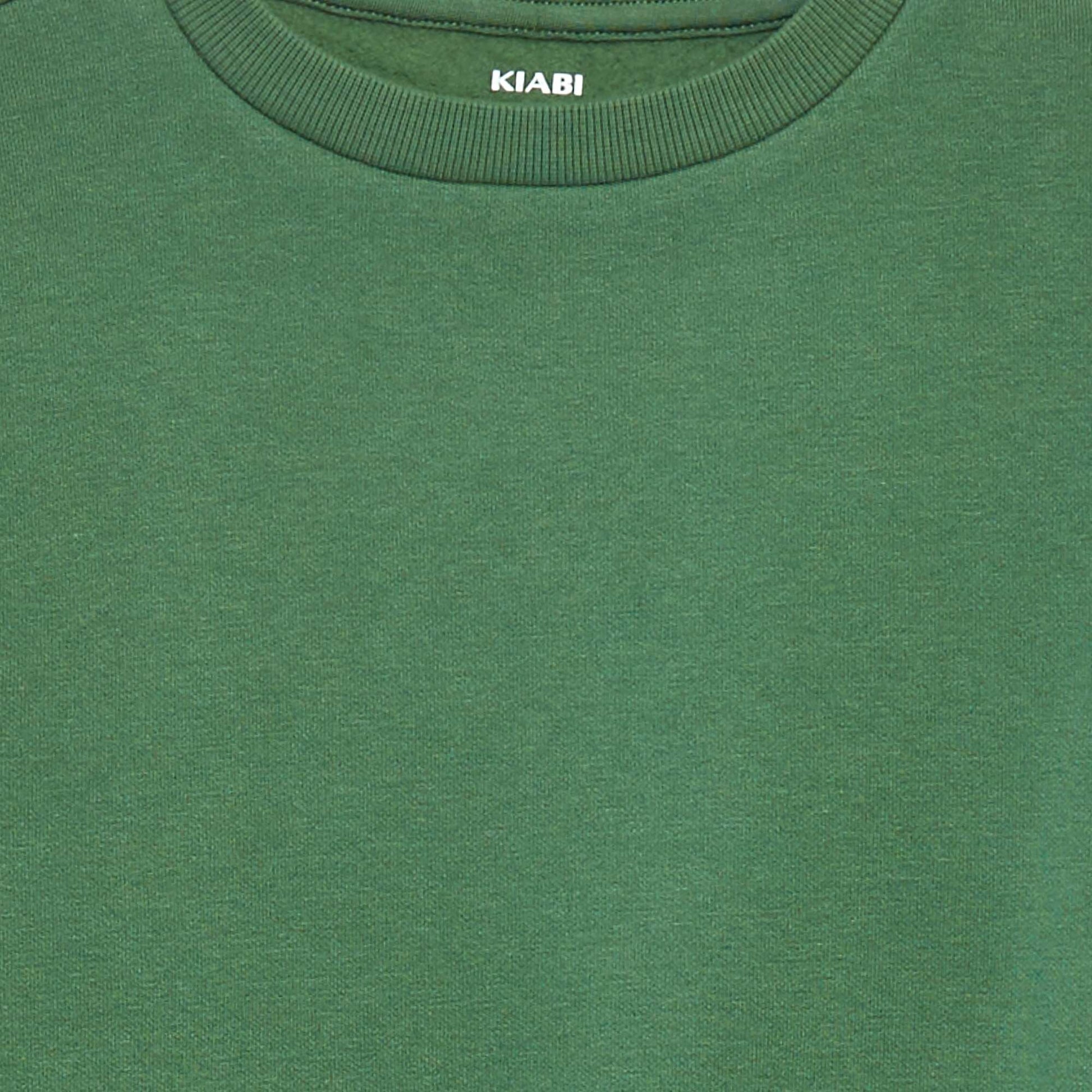 Sweat en molleton gratté uni VERT