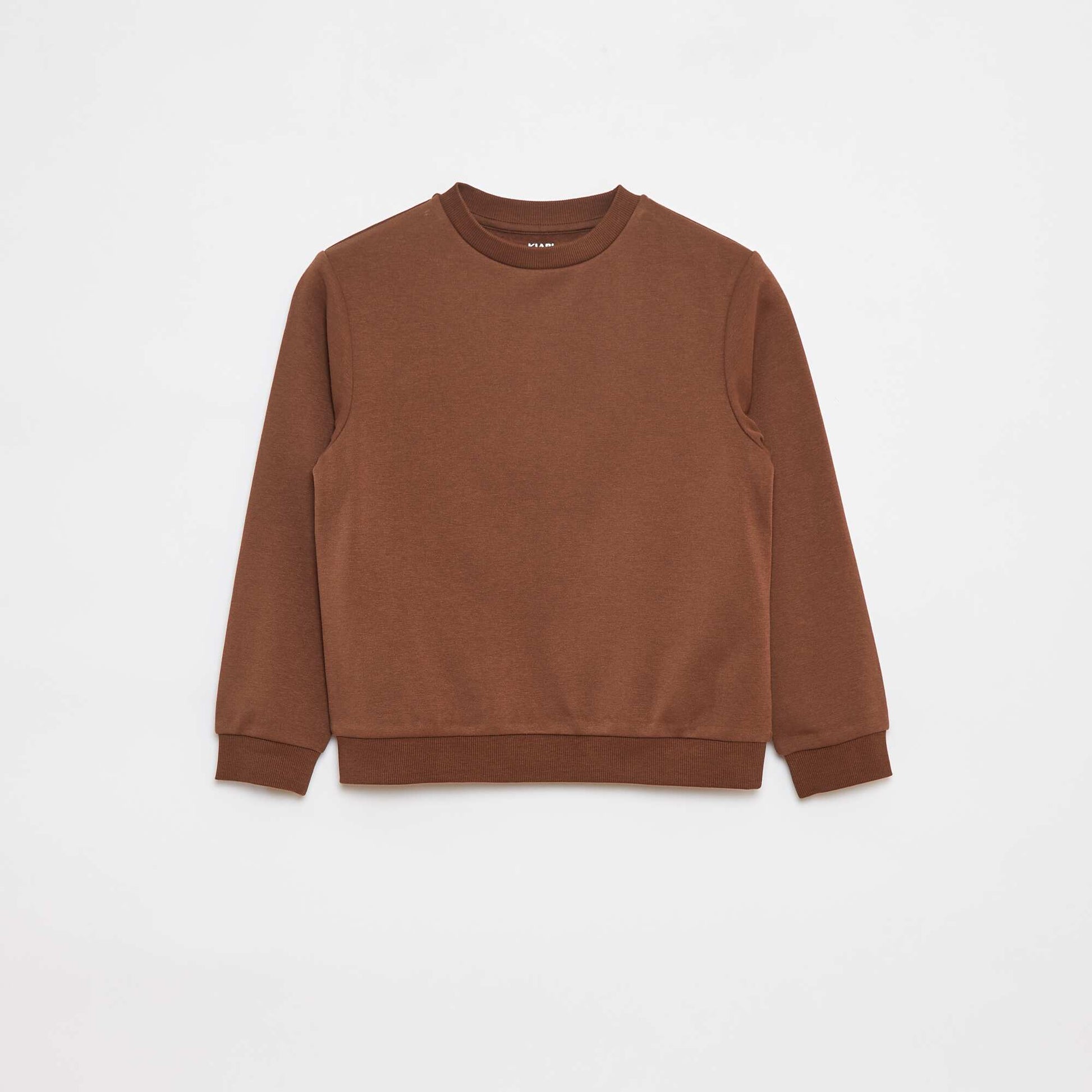 Sweat en molleton gratté uni MARRON