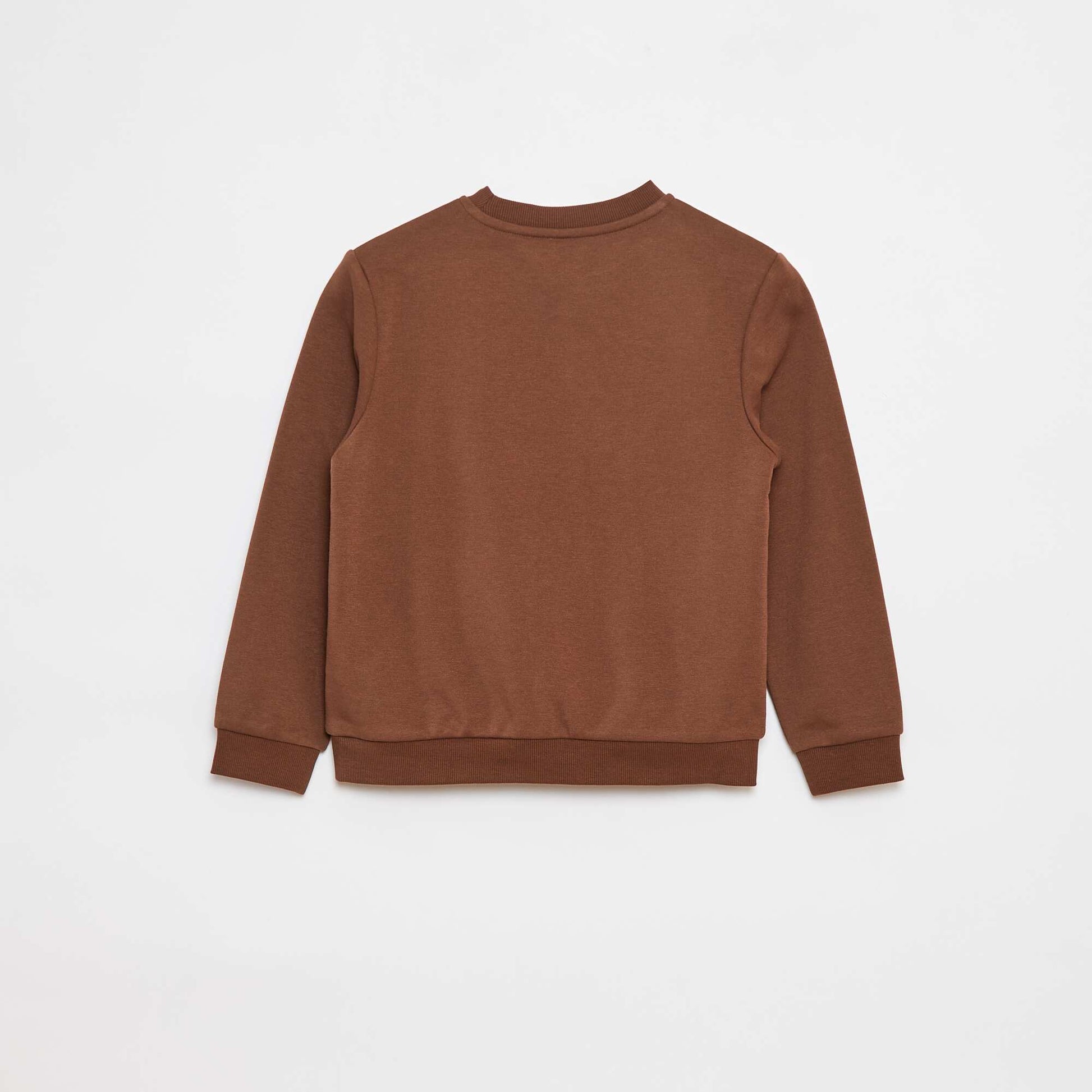 Sweat en molleton gratté uni MARRON