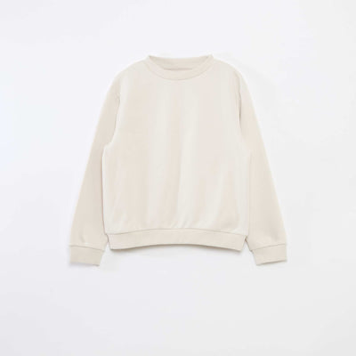 Sweat en molleton gratté uni BEIGE