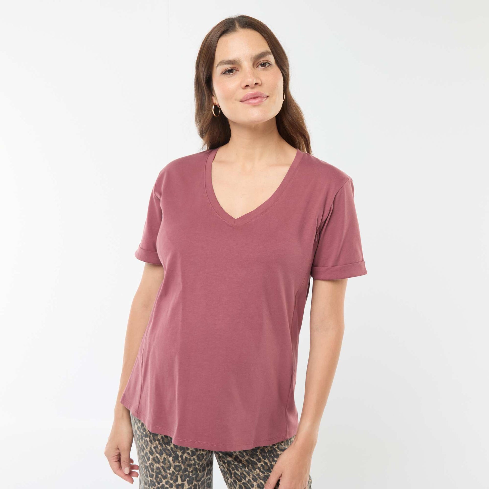 T-shirt allaitement col V ROSE