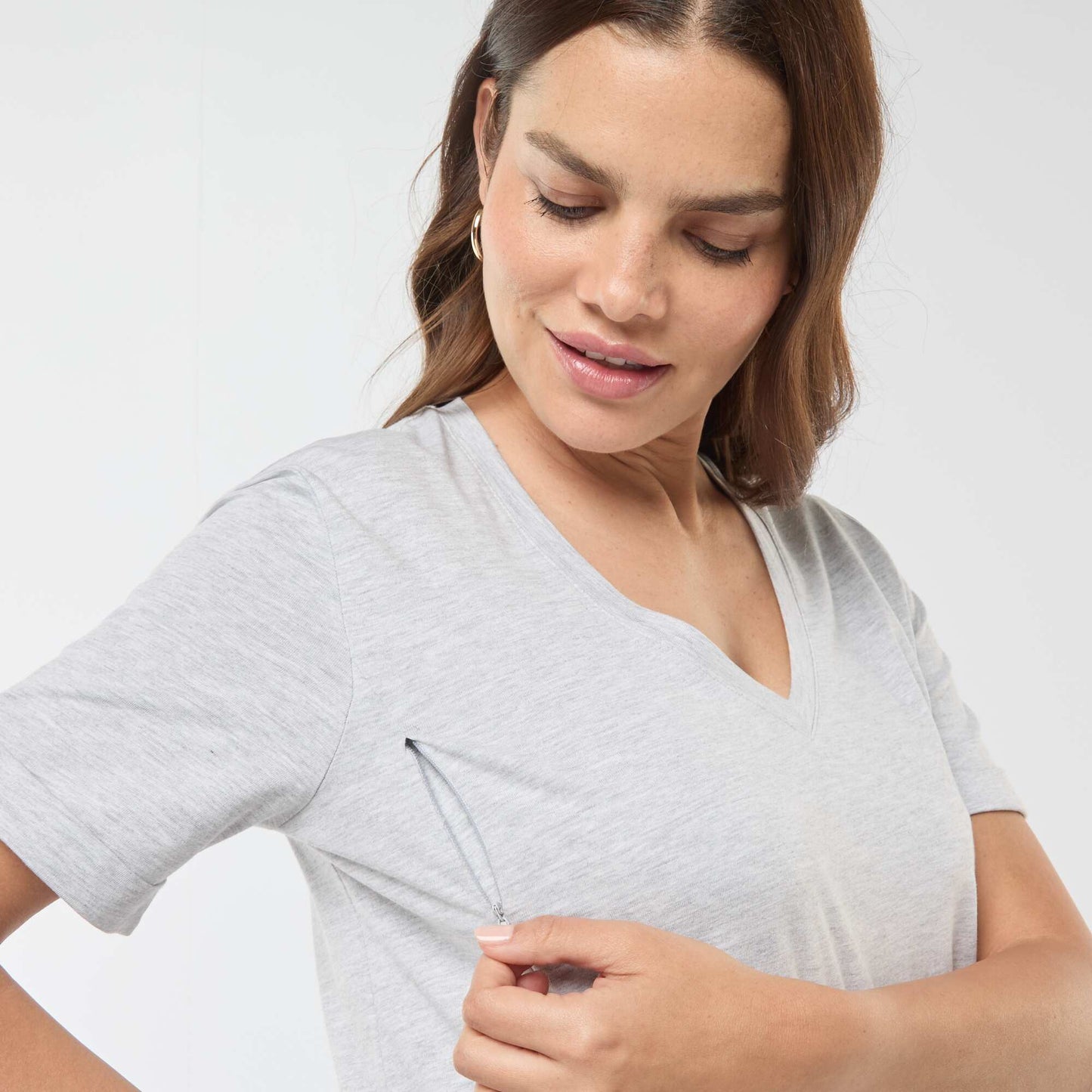T-shirt allaitement col V GRIS
